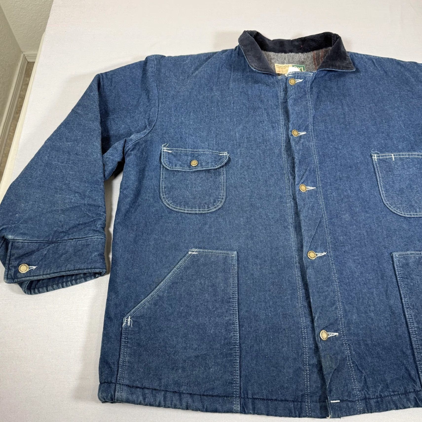Denime VINTAGE WearGuard Jacket Mens 3XL Denim Blue Blanket-Lined Work Parka Jacket Size US 39 - 5 Thumbnail