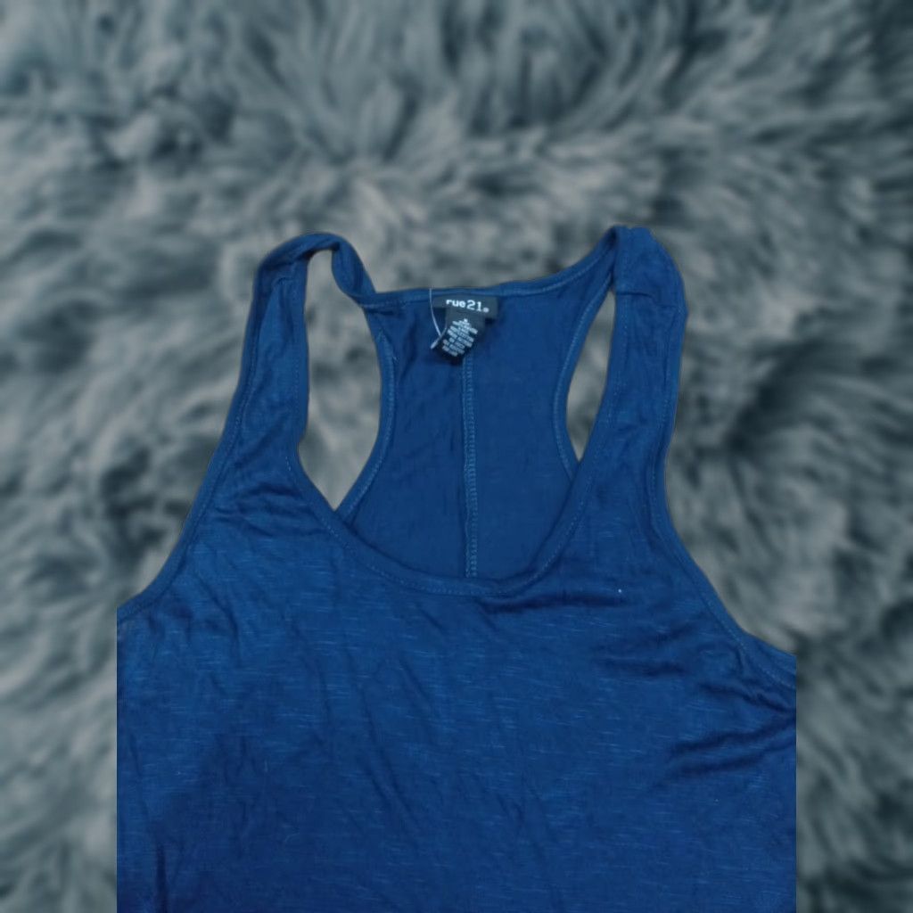 Vintage Rue 21 Tank Top Women Sleeveless Lace Hemline Crochet Accent Blue S Small Regular Scoop Neck Size S / US 4 / IT 40 - 1 Thumbnail