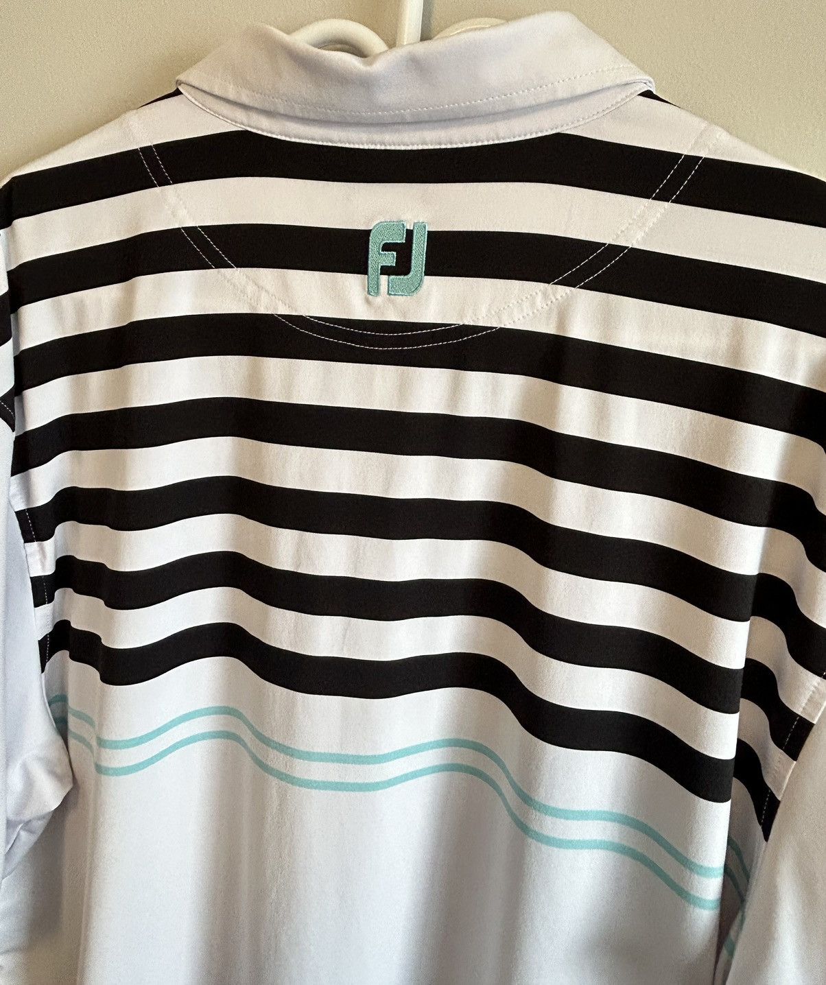 Footjoy Footjoy Men’s White & Black Stripped Golf Polo Shirt Size US XXL / EU 58 / 5 - 8 Thumbnail