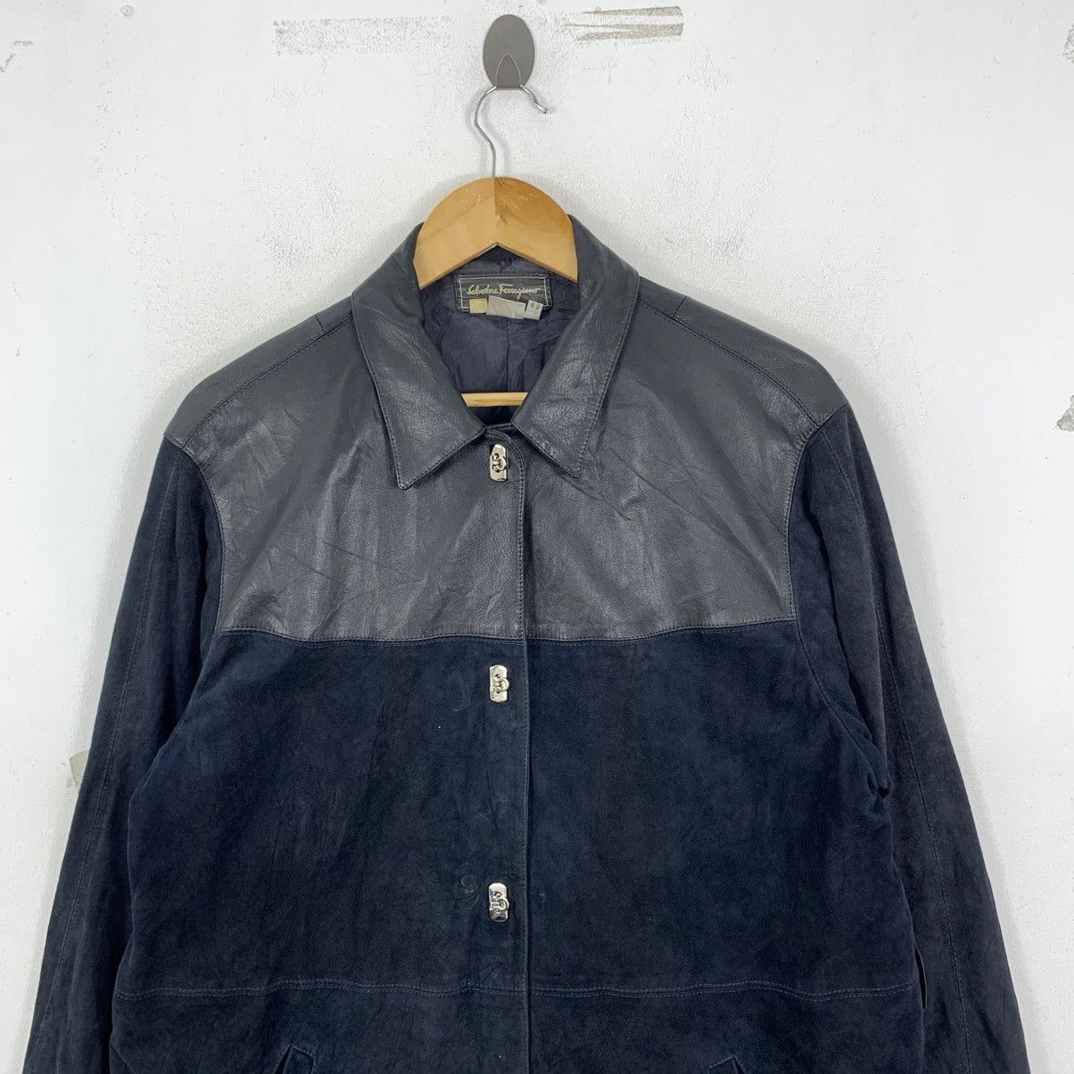 Salvatore Ferragamo Vintage SALVATORE FERRAGAMO Italy Black Leather Jacket Coat Size US L / EU 52-54 / 3 - 3 Thumbnail