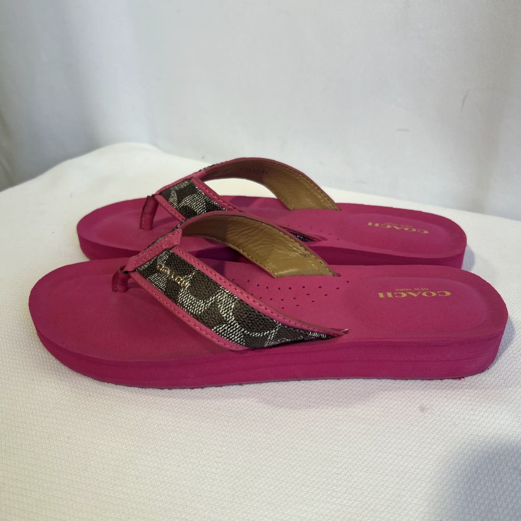 Coach Coach Judy Brown Pink Flip Flops Women’s 9.5 Sandal B Leather Slip On Casual Womens Size US 10 / IT 40 - 2 Thumbnail