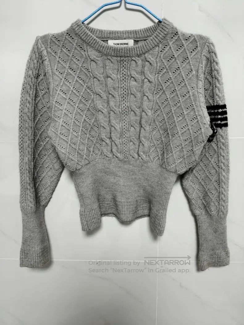 Thom Browne Thom Browne Gray Cable Knit Sweater Size XS / US 0-2 / IT 36-38 - 1 Thumbnail