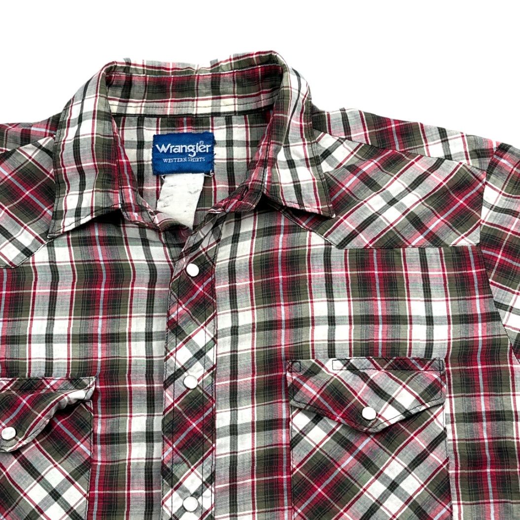 Wrangler VINTAGE Wrangler Western Shirt Adult LARGE Red Plaid Pearl Snap 90s Cowboy Shirt Mens Size US L / EU 52-54 / 3 - 2 Thumbnail