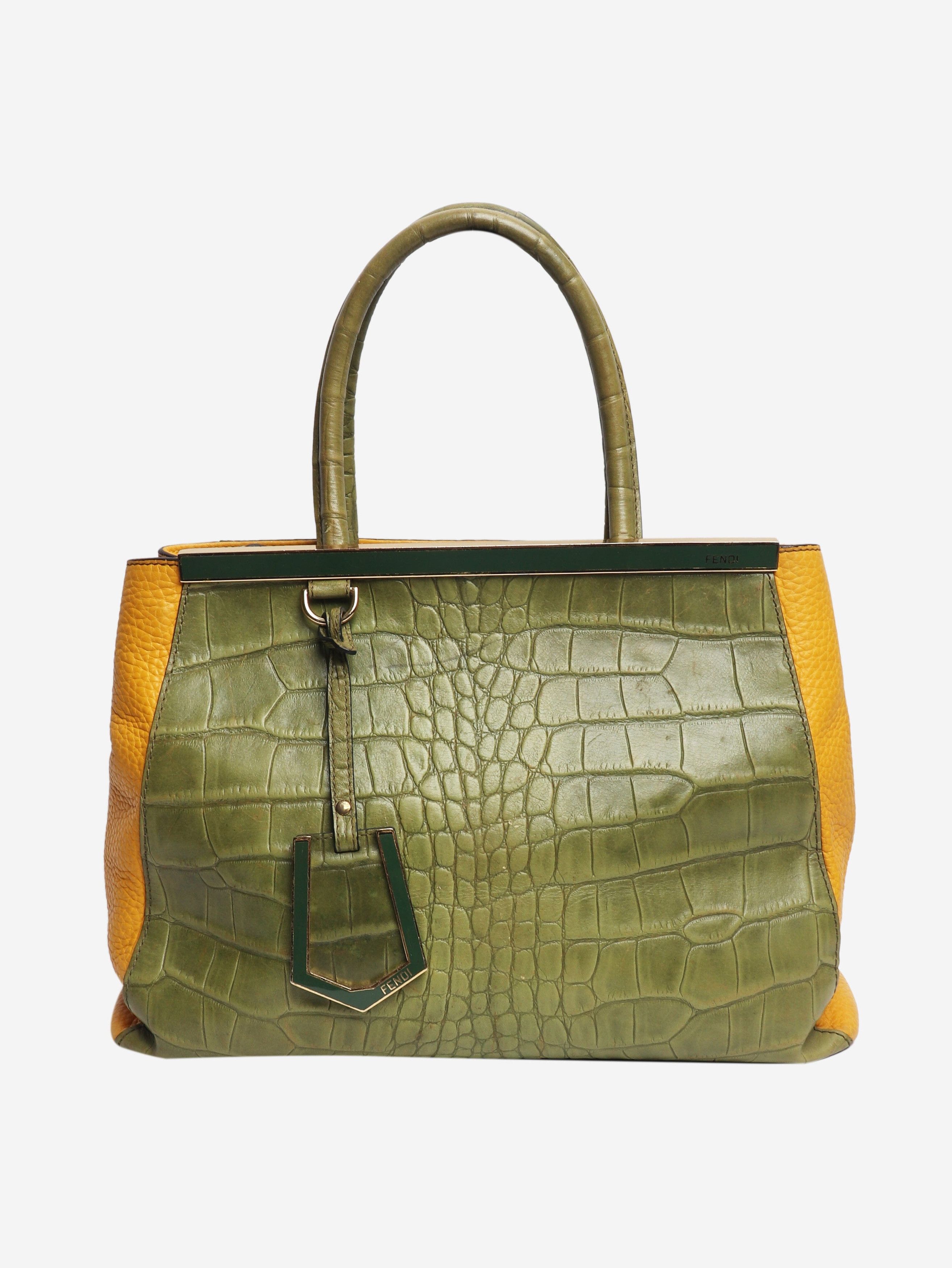Fendi Green 2jours croc-embossed leather bag Size ONE SIZE - 1 Thumbnail