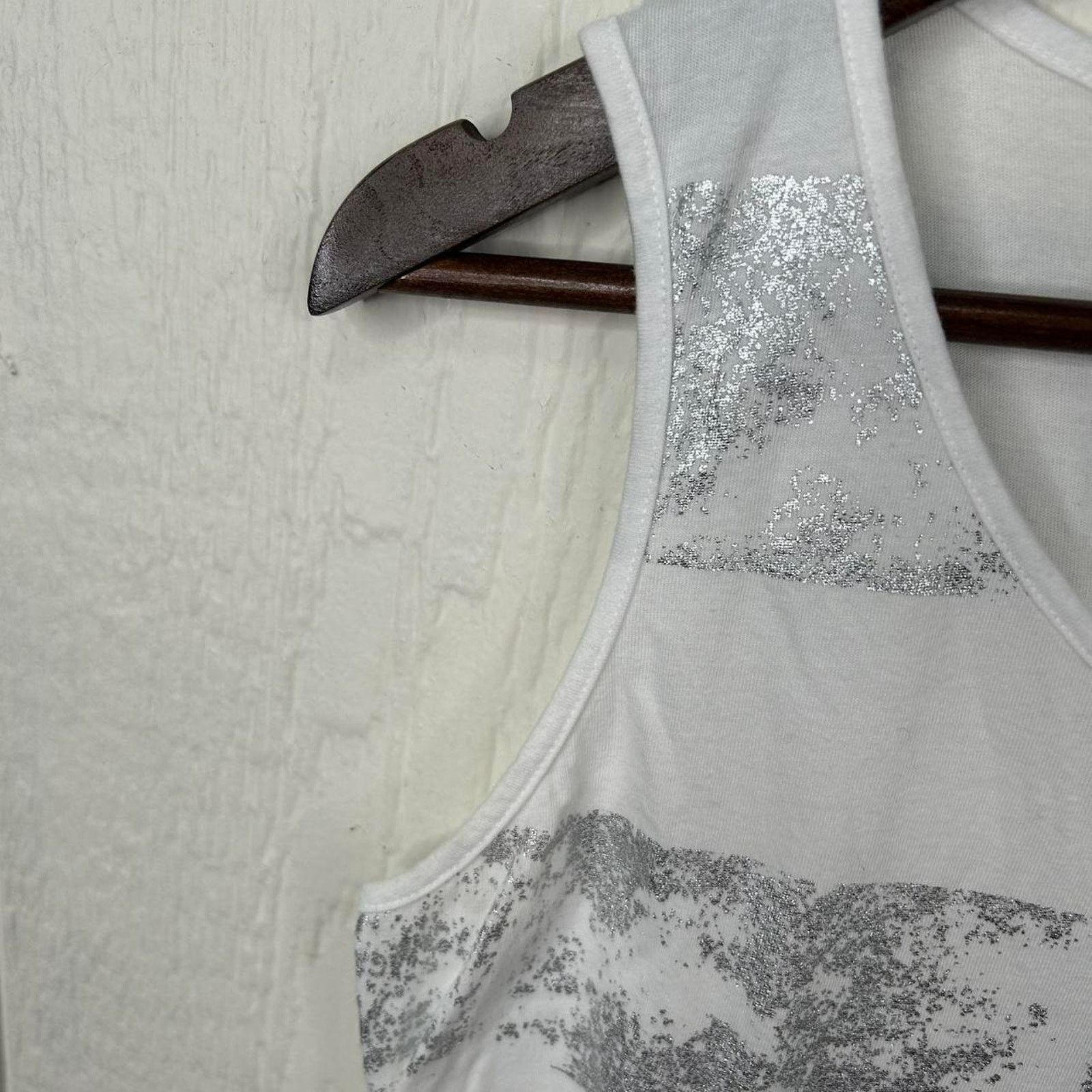 Other Vintage Y2K White & Silver Striped Boho Loose Tank Top Small Size S / US 4 / IT 40 - 6 Thumbnail