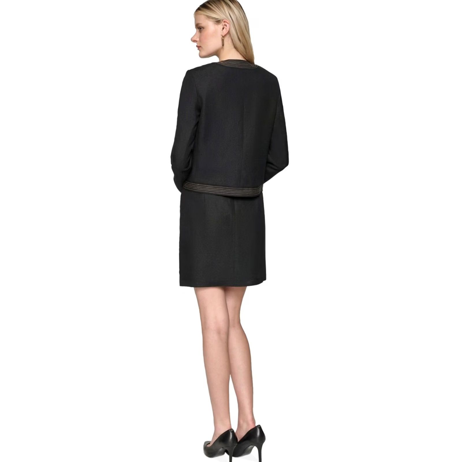 Karl Lagerfeld Karl Lagerfeld Womens Jackets & Blazers Black 8 Trapunto Stitch Six Button Size M / US 6-8 / IT 42-44 - 3 Thumbnail