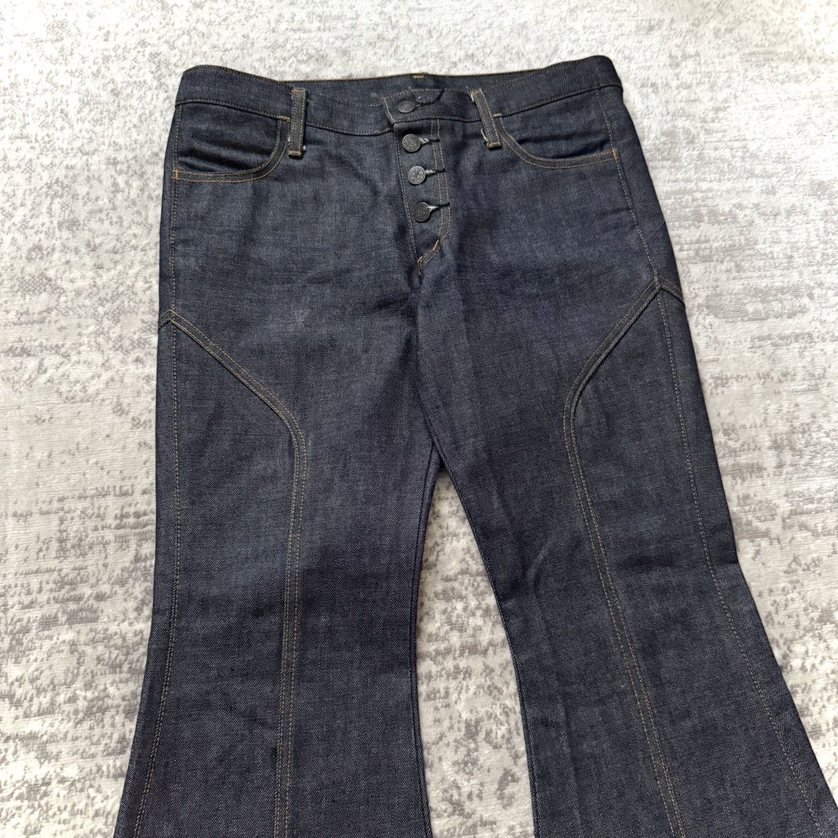 If Six Was Nine Early 2000's DeeDee Raw Denim Button Fly Bell Bottom Jeans Size US 34 / EU 50 - 4 Thumbnail