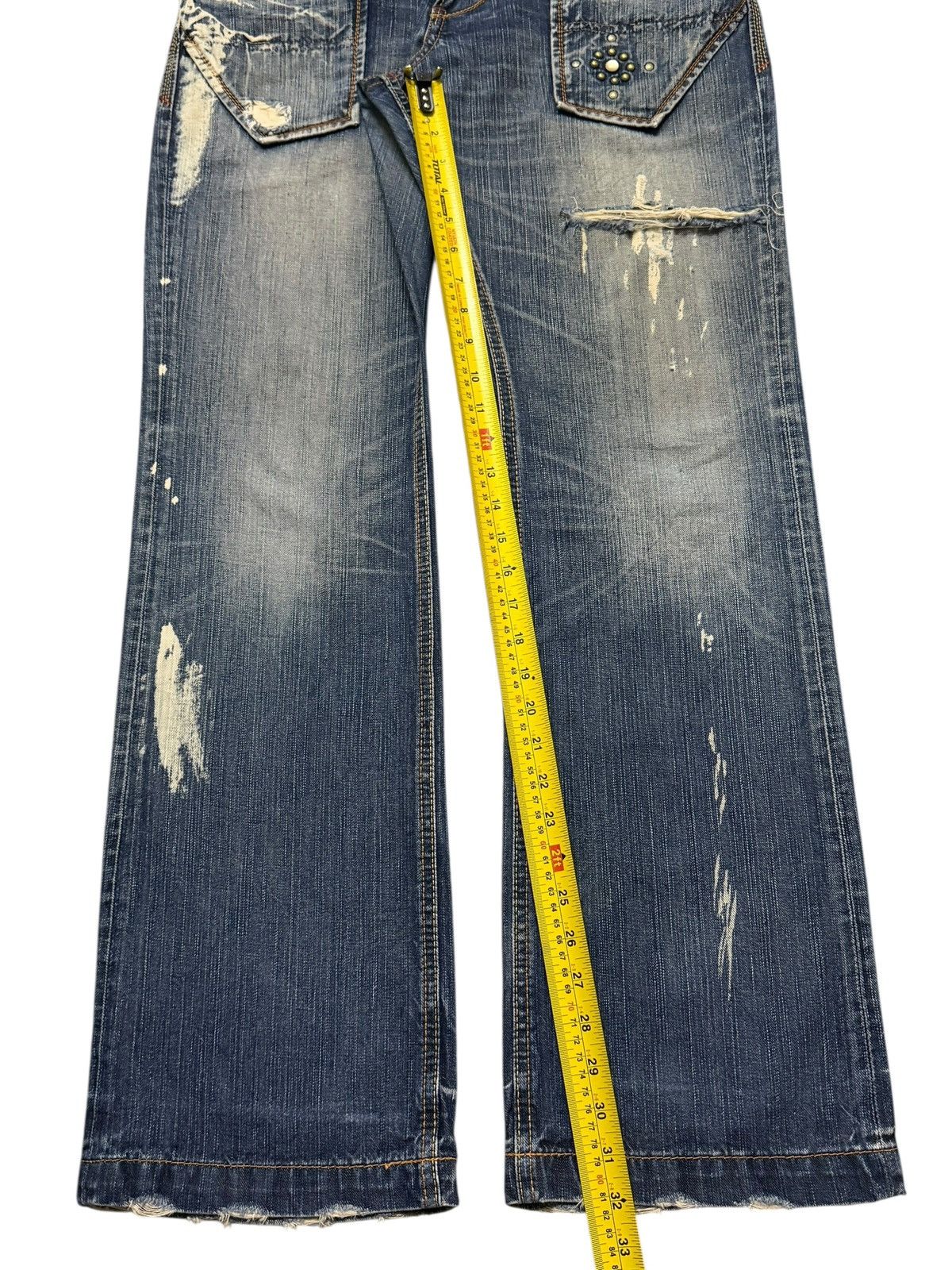 Tornado Mart Vintage 90s Liberto Blue Faded Wash Paint Distress Wide Leg Size US 34 / EU 50 - 11 Thumbnail