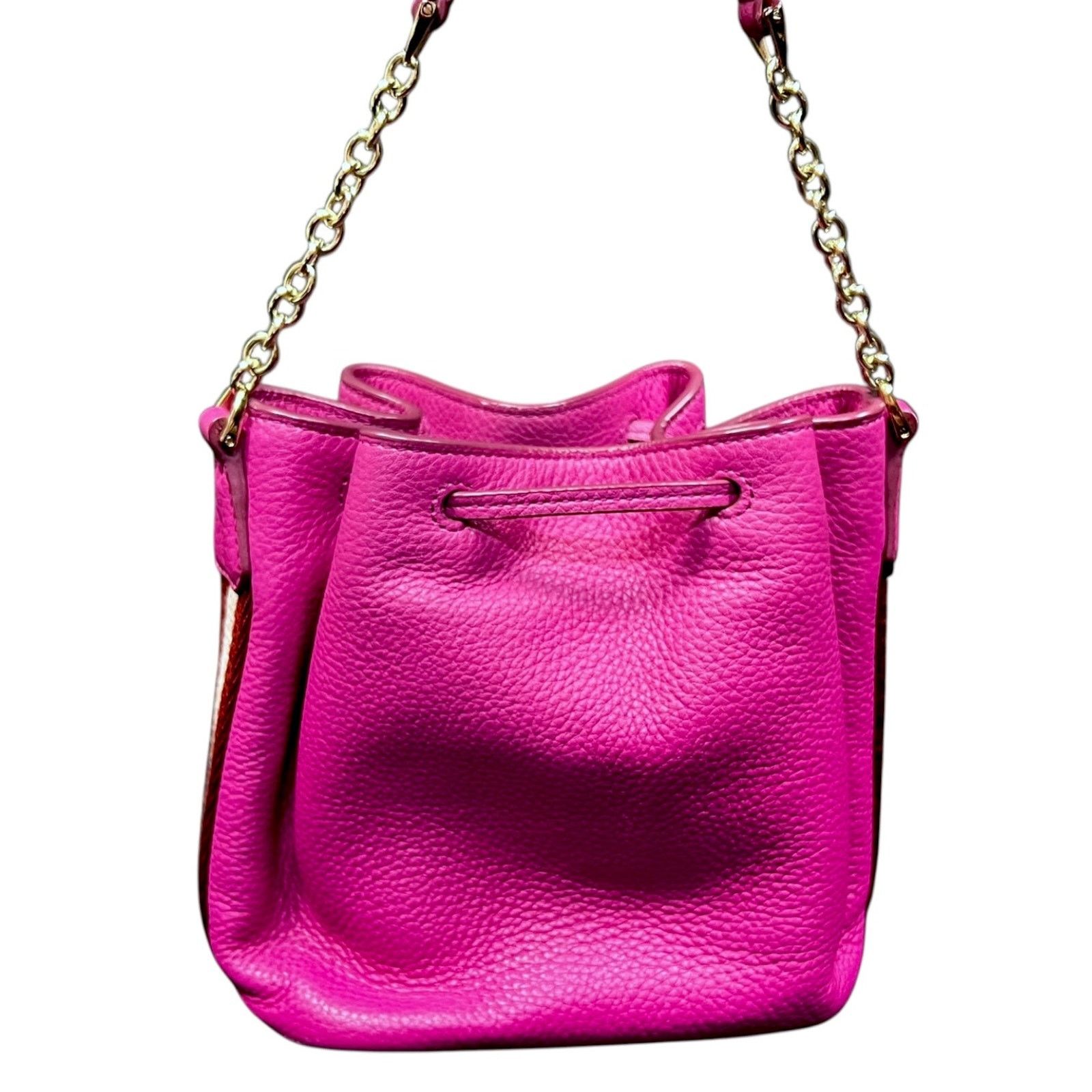 Bally Bally Top Handle Pink Pebbled Drawstring Bucket Bag $795 Size ONE SIZE - 8 Thumbnail