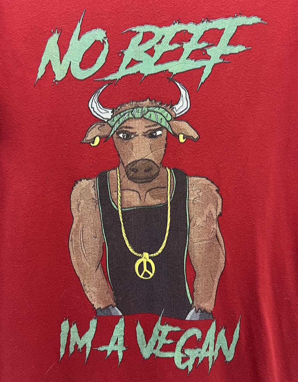 Japanese Brand × Vintage VINTAGE CANVAS NO BEEF IM A VEGAN SHIRT Size US M / EU 48-50 / 2 - 3 Thumbnail