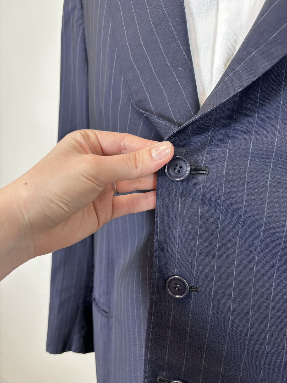 Holland & Sherry Holland & Sherry Men’s 2-Piece Navy Blue Pinstripe Wool Suit Size 52R - 7 Thumbnail