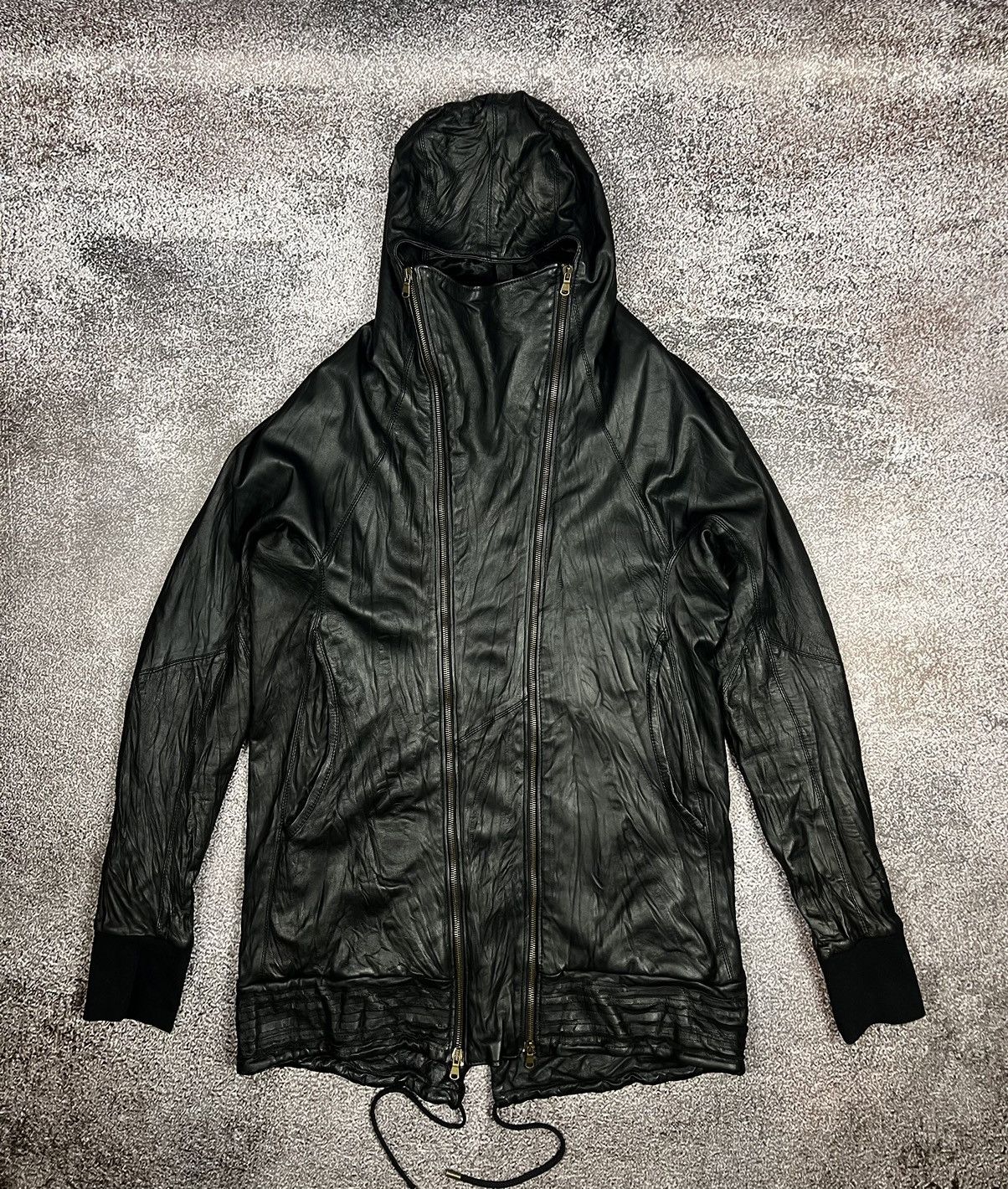 image of Mask Lamb Leather Hooded Coat Atelier Brume Balaclava Jacket in Black, Men's (Size XL)