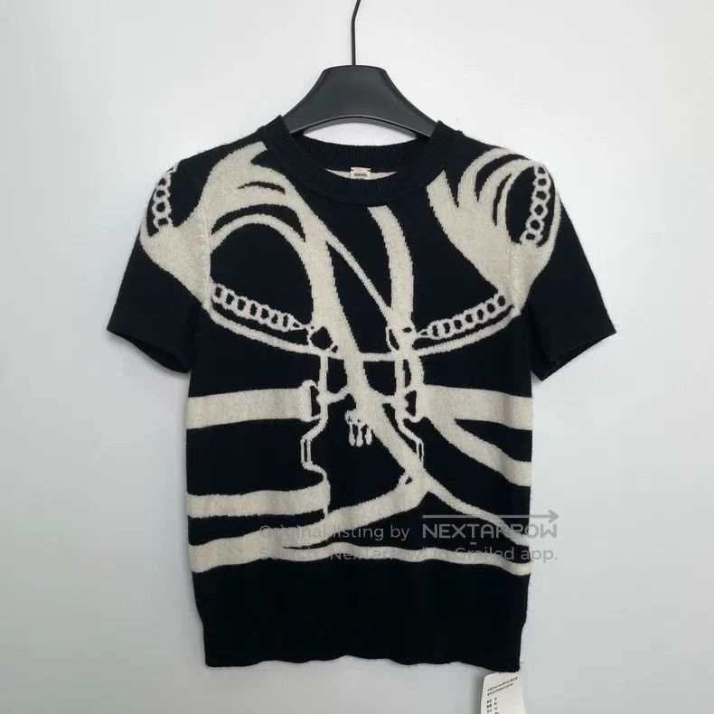 Hermes Hermes Black and White Short Sleeve Sweater Size XS / US 0-2 / IT 36-38 - 3 Thumbnail