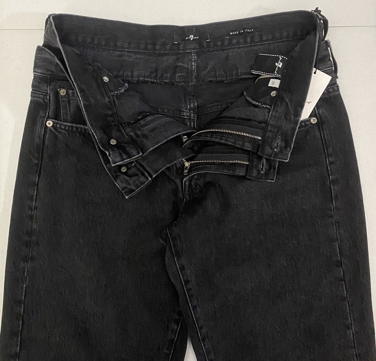 7 For All Mankind 7 FAM blk double waisted trouser hustle made in italy 29 NWT Size 29" - 11 Thumbnail