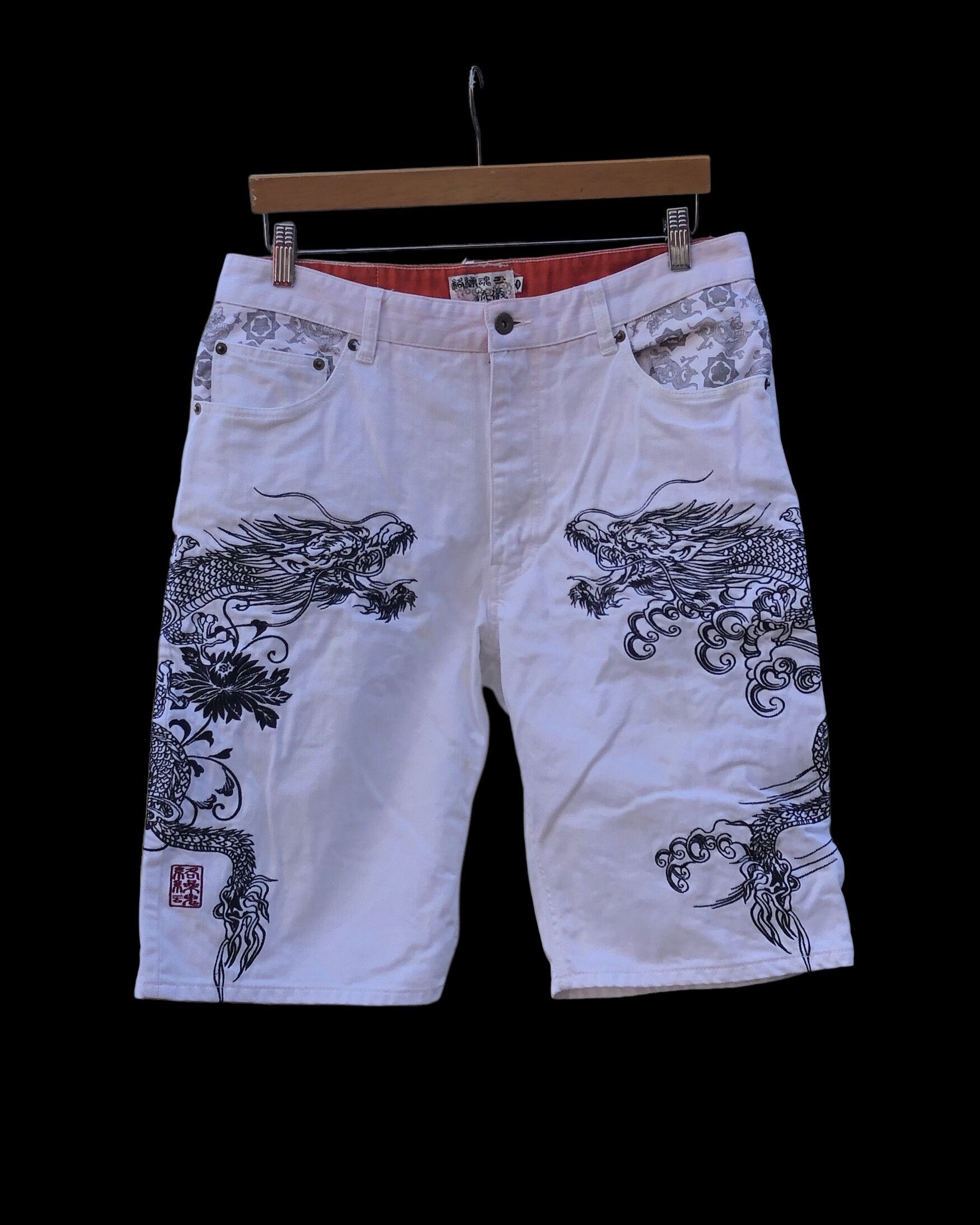 Japanese Brand Rare Karakuri Tamashii Eccentric Original Denim Dragon Art Size US 35 - 1 Thumbnail