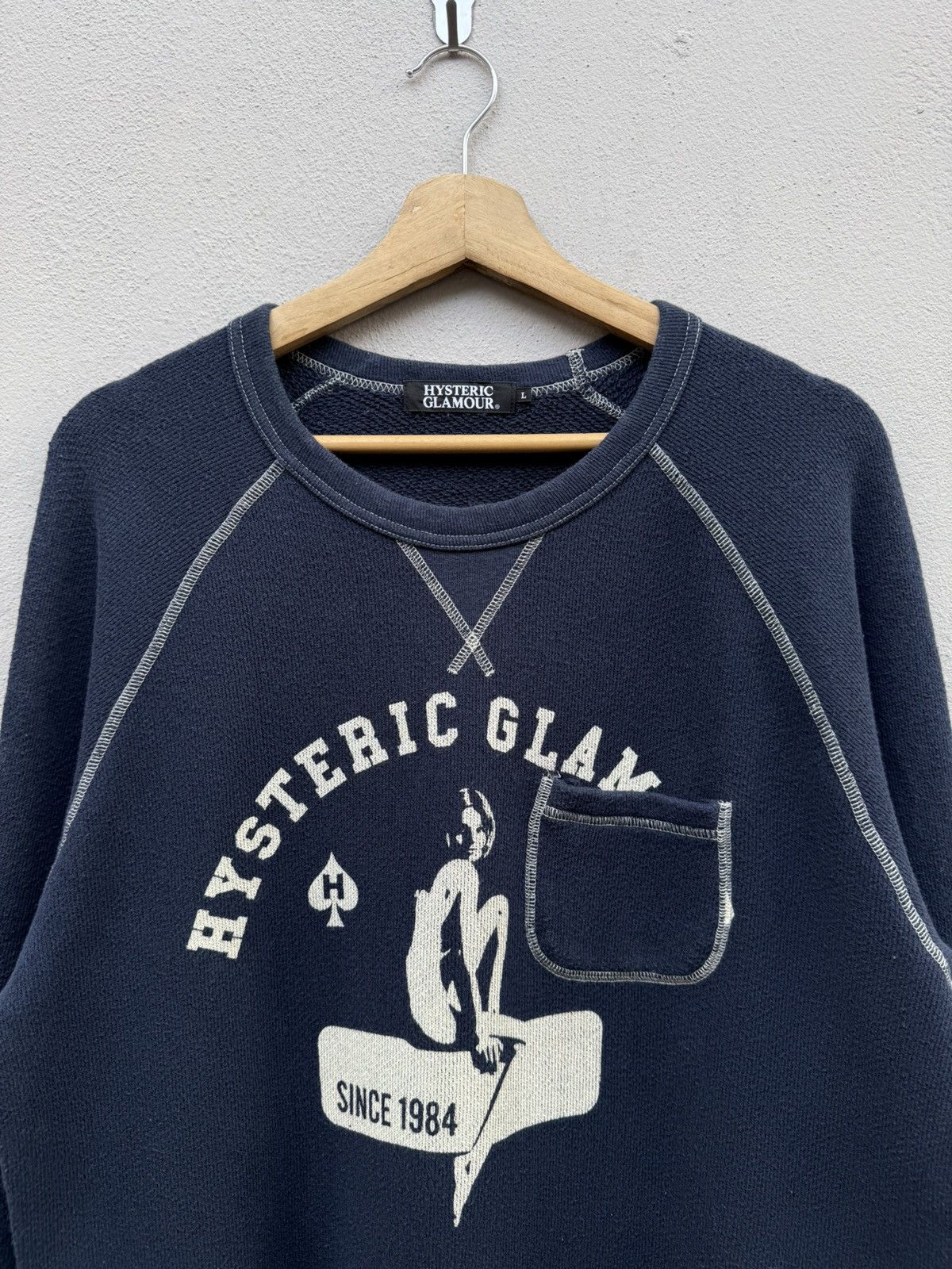 Hysteric Glamour HG Sexy/Nudes Lady Indigo Blue Contra Stitch "L" Sweatshirt Size US L / EU 52-54 / 3 - 2 Thumbnail