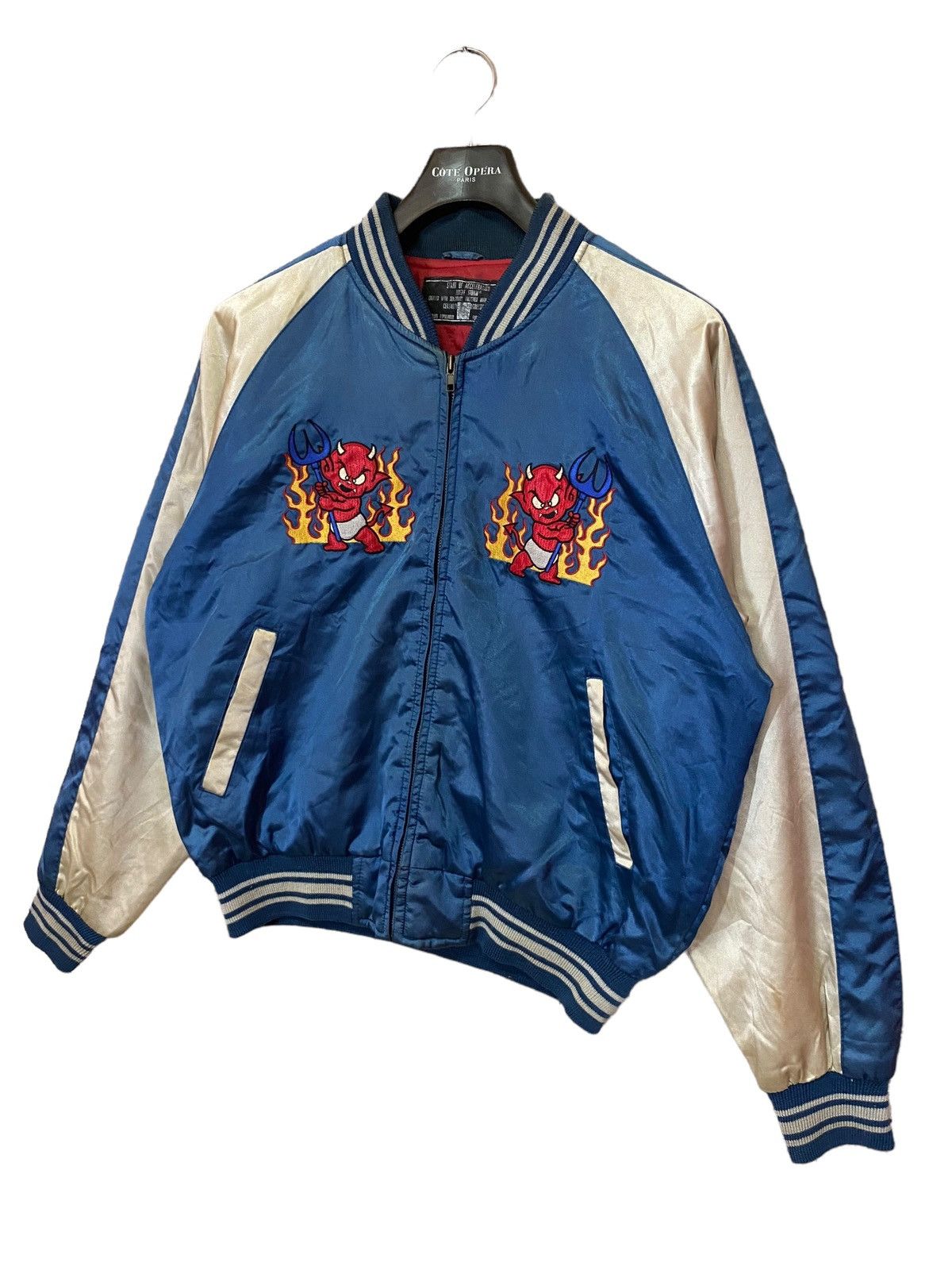Japanese Brand × Traditional Weatherwear Vintage sukajan devil emboidery jacket satin very rare Size US L / EU 52-54 / 3 - 6 Thumbnail