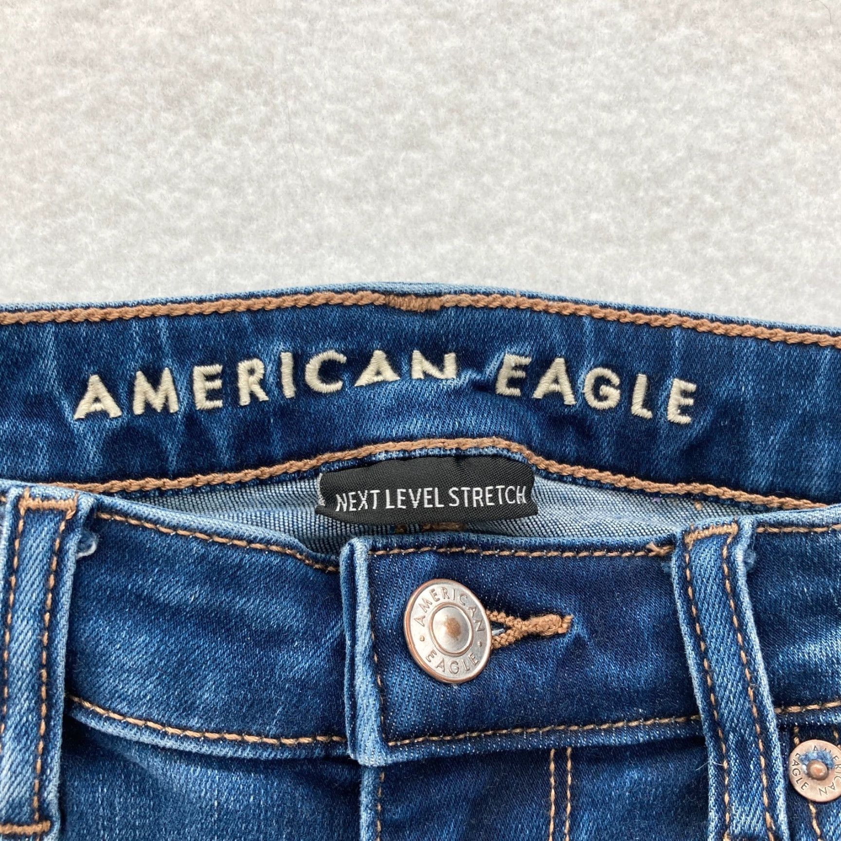American Eagle Outfitters American Eagle Jeans Women's 2 High Rise Flare Denim Blue Stretch Distressed Y2K Jeans Size 42" / US 20 - 5 Thumbnail