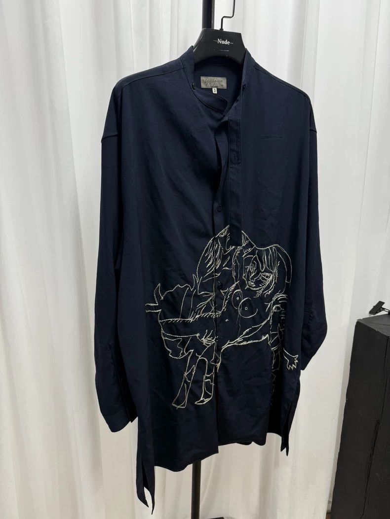 Yohji Yamamoto yohji yamamoto size os Embroidered Silky Shirt 2502-Nextar Size US M / EU 48-50 / 2 - 4 Thumbnail