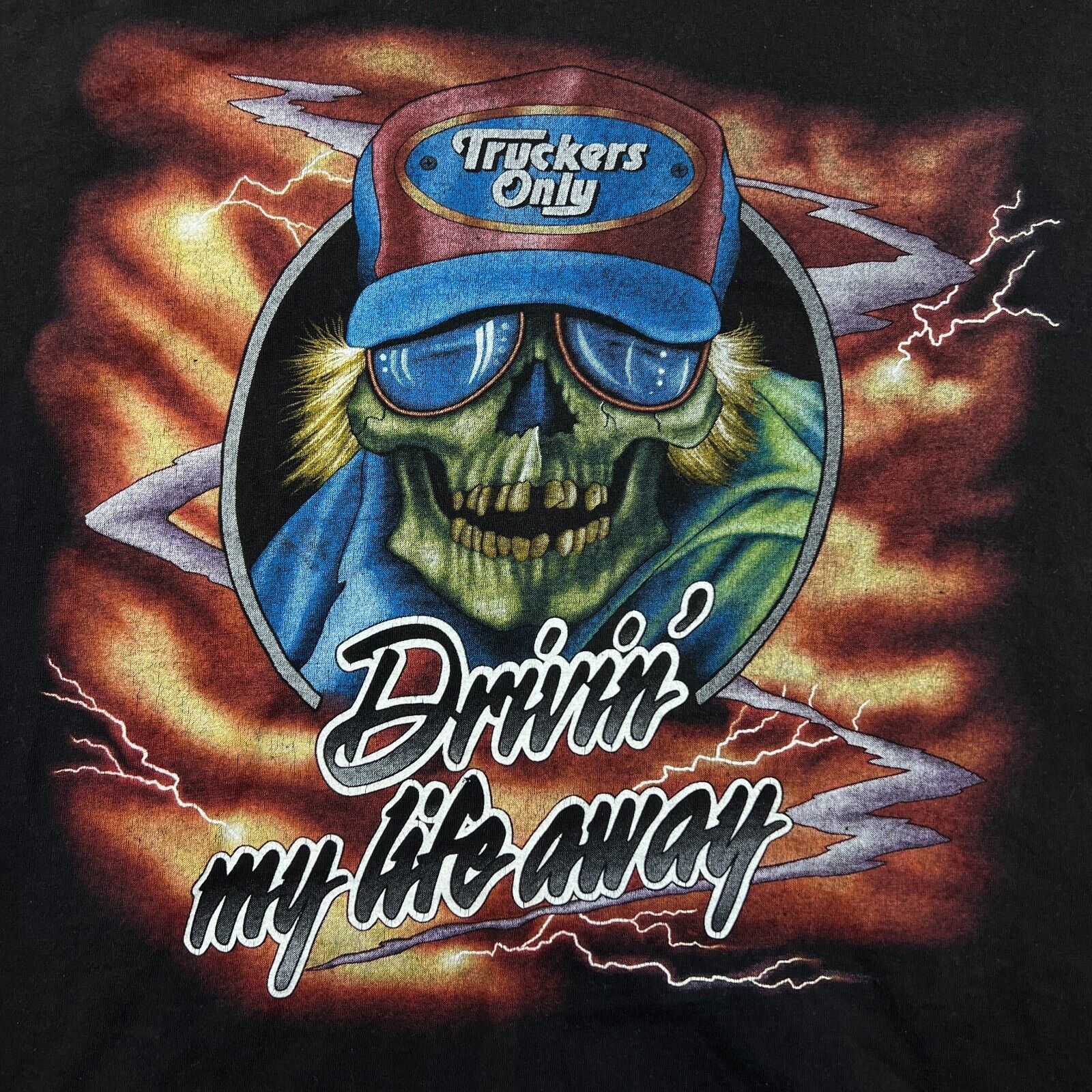 Harley Davidson × Vintage 90s Truckers Only T Shirt Large 3D Emblem Drivin Away Tee Size US L / EU 52-54 / 3 - 3 Thumbnail