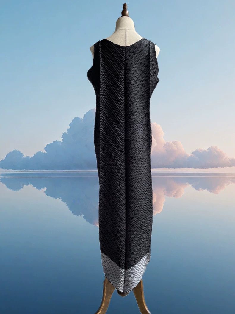 Issey Miyake Issey Miyake size:2 Black two-tone twill dress Size XS / US 0-2 / IT 36-38 - 3 Thumbnail