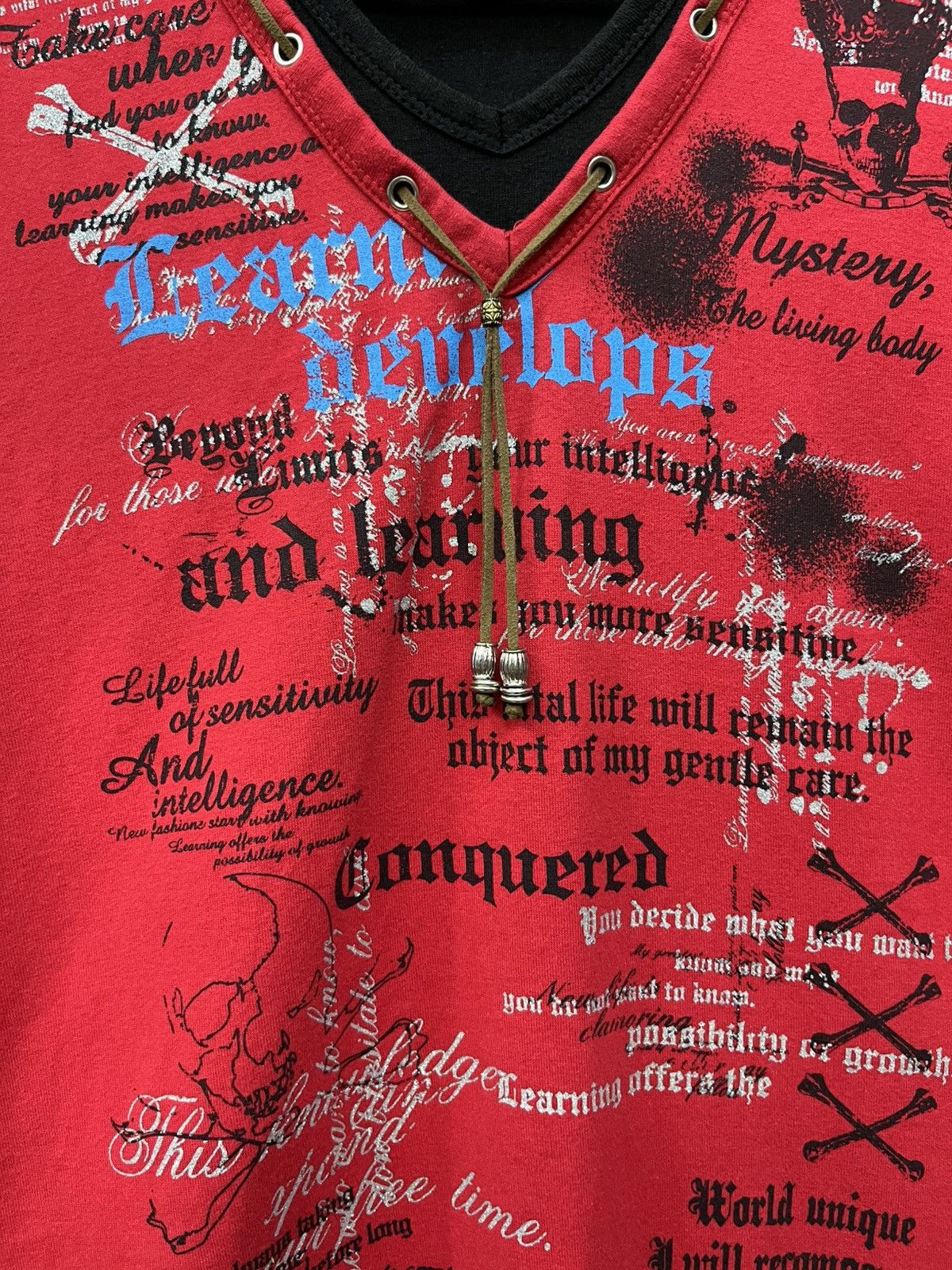 Punk and Yo 🔥💀Beaumont Carr Punk Poem Laced V-Neck Sleeveless y2k Tee Size US M / EU 48-50 / 2 - 8 Thumbnail