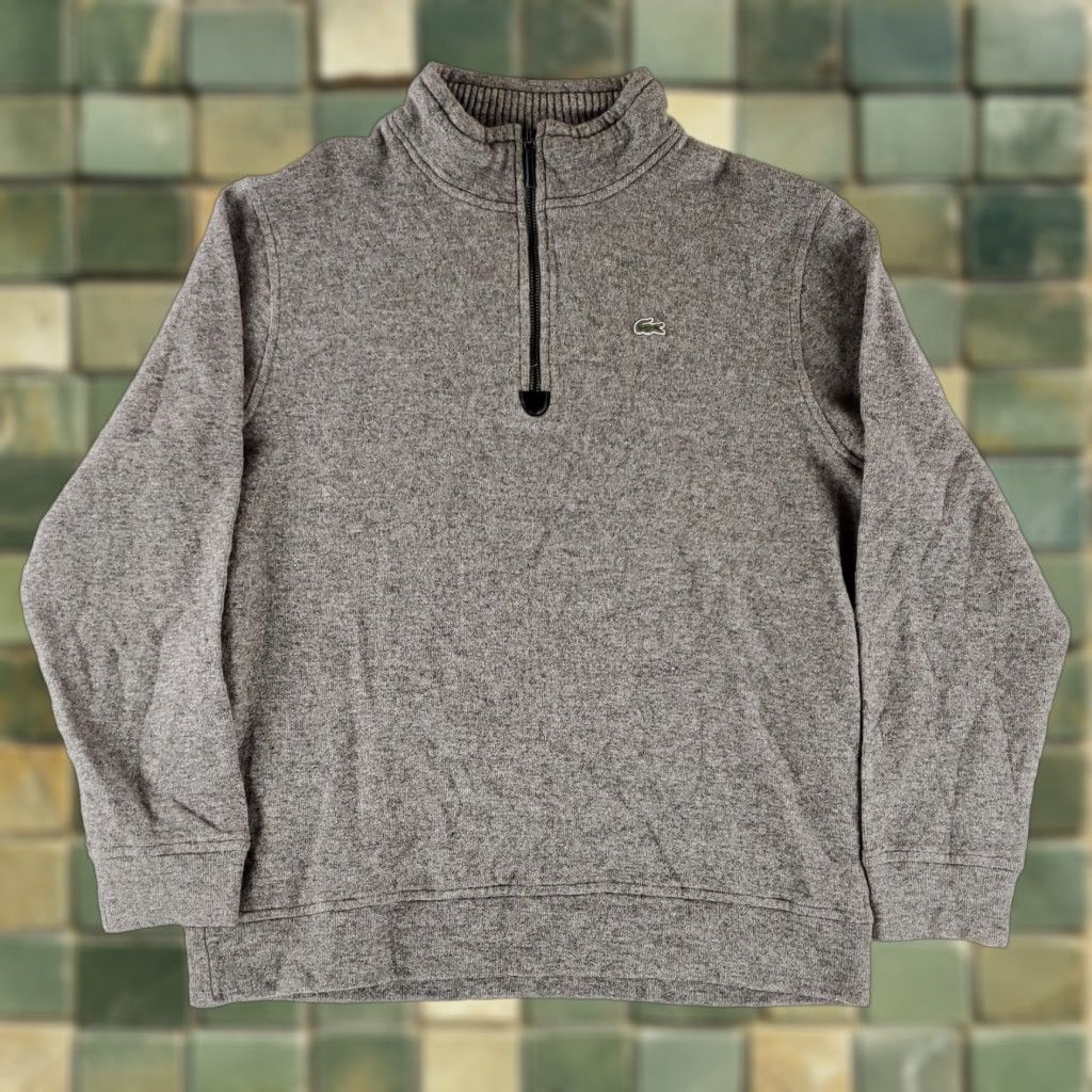 Lacoste Lacoste 1/4 Zip Wool Cotton Blend Sweater Long Sleeve Gray Mens XXL FR 7 Pullover Size US XXL / EU 58 / 5 - 1 Thumbnail