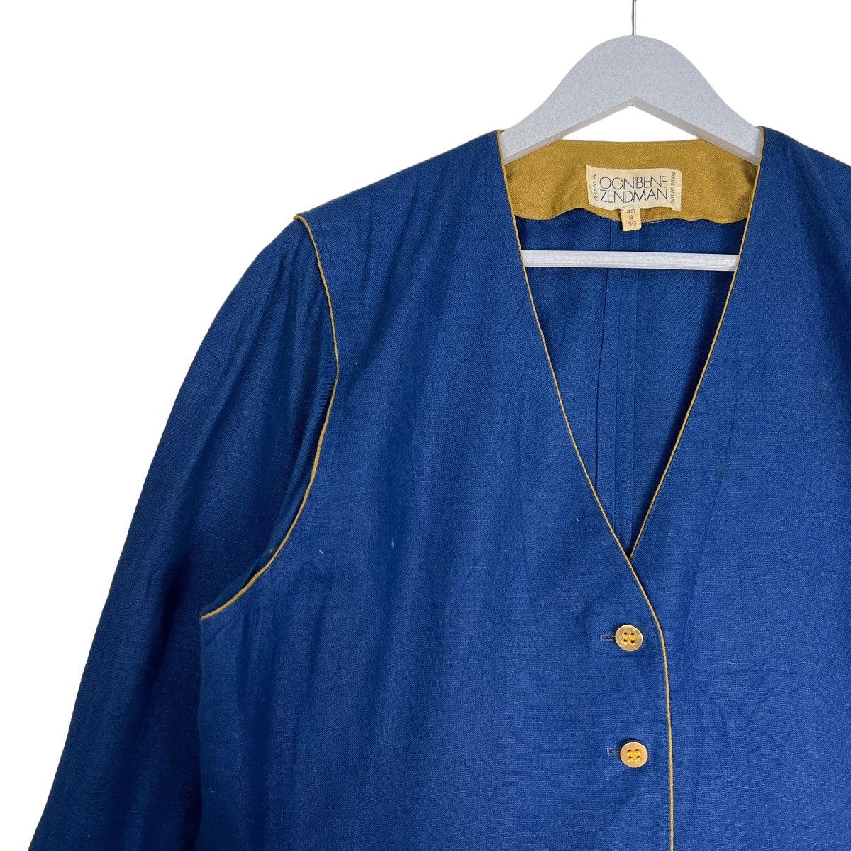 Designer 🔥 VINTAGE OGNIBENE ZENDMEN ROMA LINEN JACKET MADE IN ITALY Size US S / EU 44-46 / 1 - 7 Thumbnail