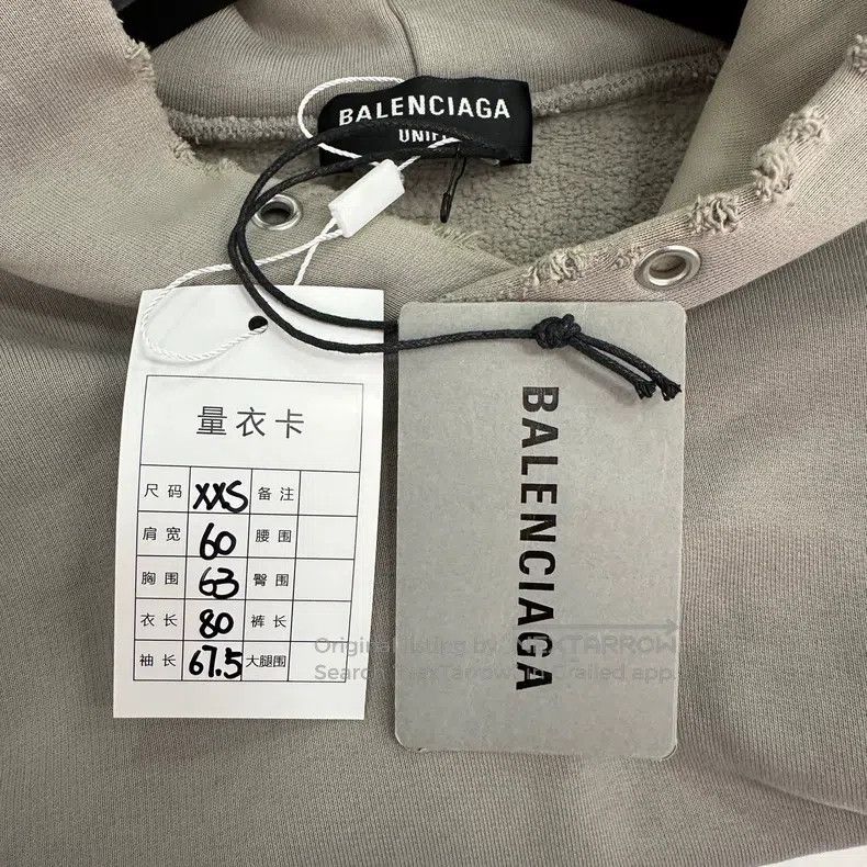 Balenciaga Balenciaga Cement grey mosaic logo destroyed hooded sweats Size US XXS / EU 40 - 3 Thumbnail