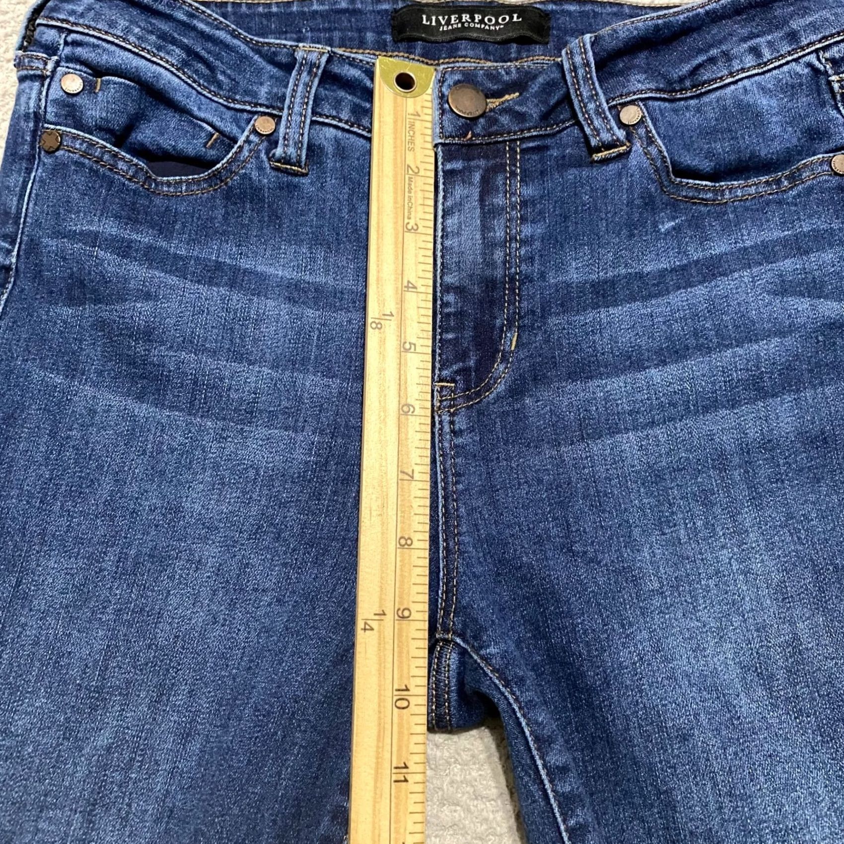 Denime Liverpool Womens Jeans sz 4 Blue Denim Dark Wash Straight Cropped Mid Rise Size 27" / US 4 / IT 40 - 7 Thumbnail