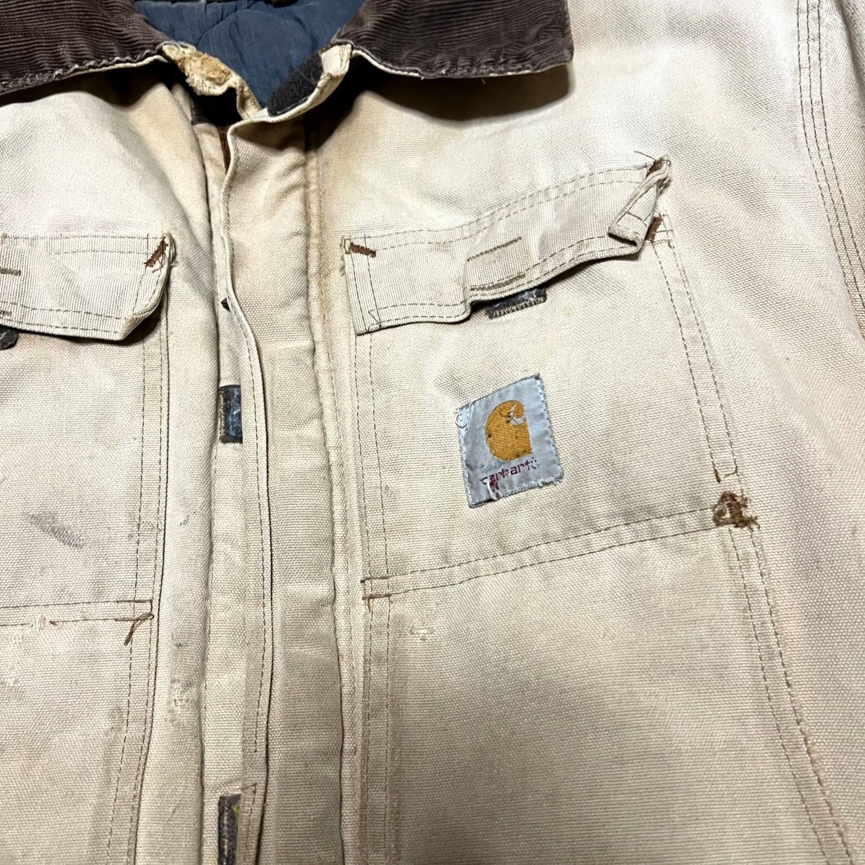 Carhartt VINTAGE Carhartt Coat Mens Large Brown Duck Insulated Work Barn Canvas Corduroy Collar Mens Regular L Coat Size US L / EU 52-54 / 3 - 2 Thumbnail