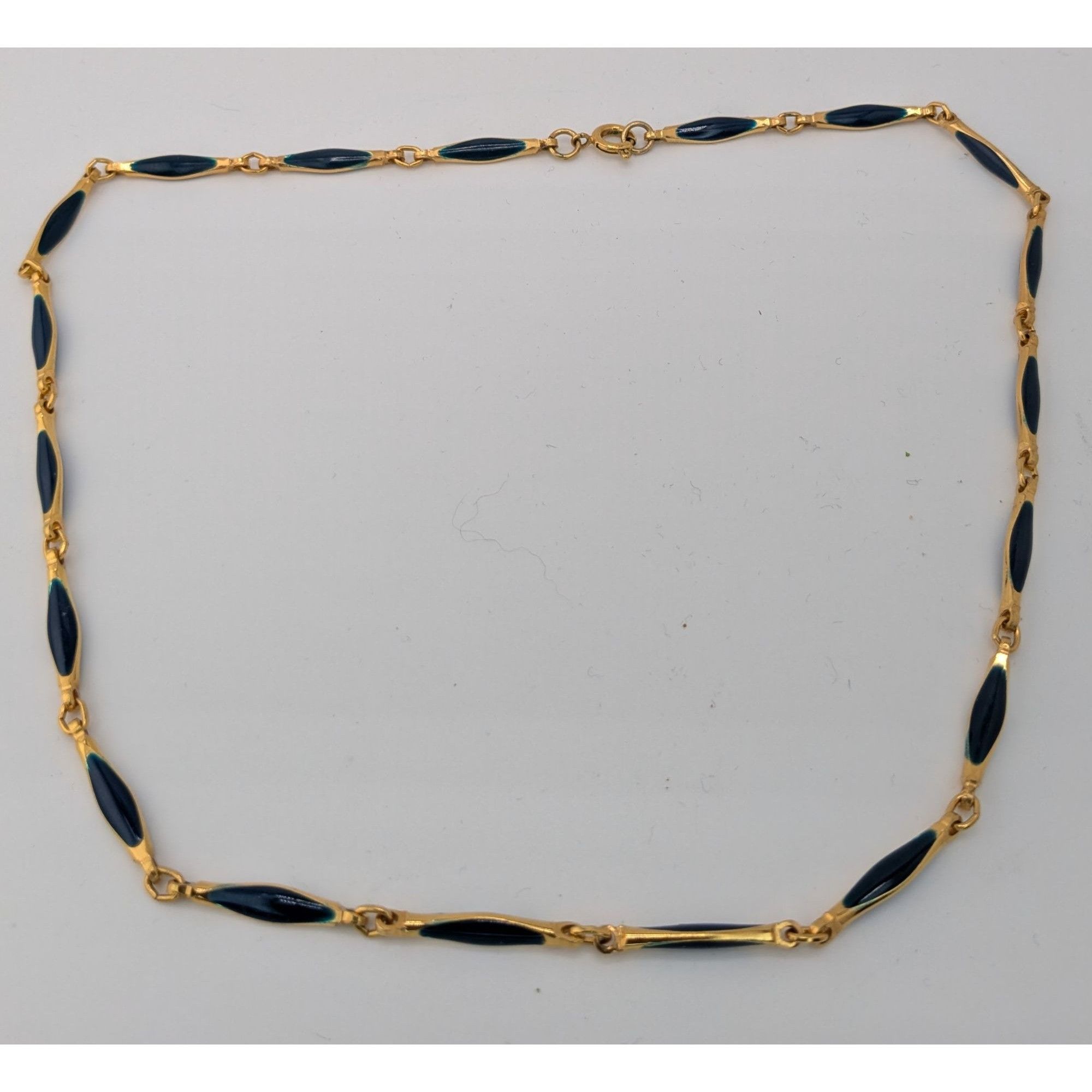 Other Vintage Elegant Gold-Tone Necklace With Blue Enamel Links Size ONE SIZE - 6 Thumbnail