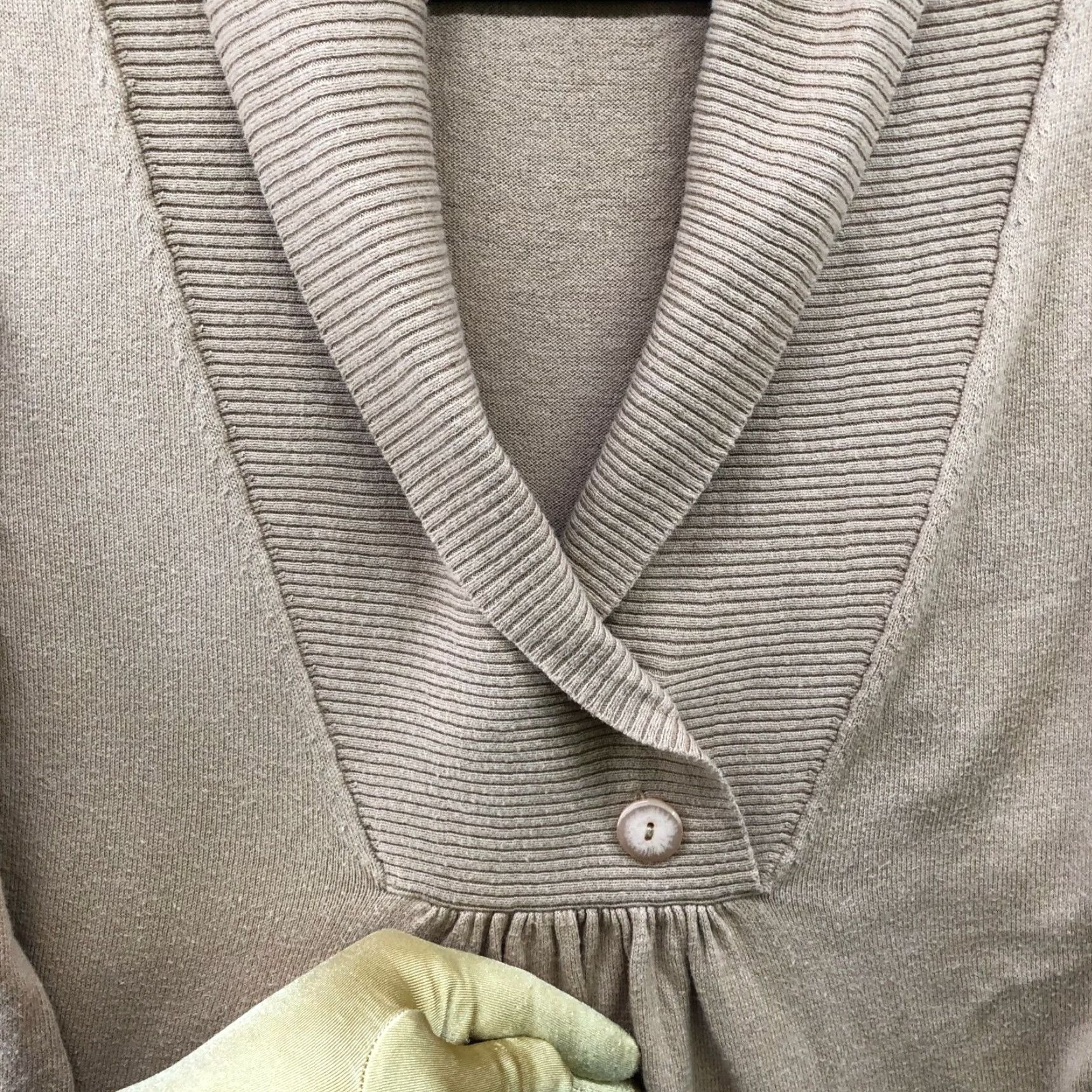 Vintage Monroe & Main Womens Sweater Pullover Tan Cotton Cashmere Shawl Collar Size L Pullover Size L / US 10 / IT 46 - 7 Thumbnail