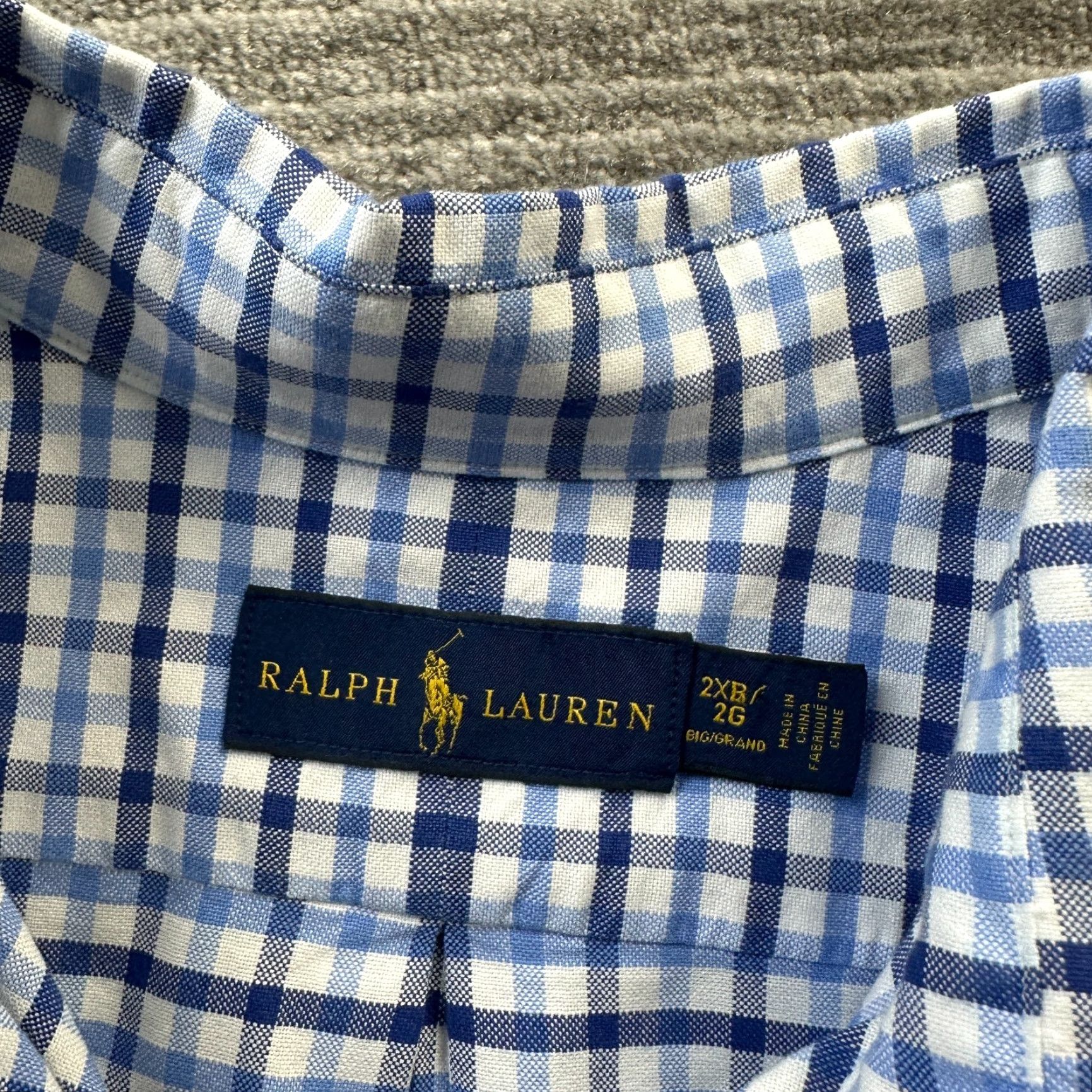 Polo Ralph Lauren Ralph Lauren Shirt Mens 2XB 2XL Big Blue Button Up Flesh Pony Oxford Plaid Cotton Button-Up Casual Formal Size US XXL / EU 58 / 5 - 7 Thumbnail