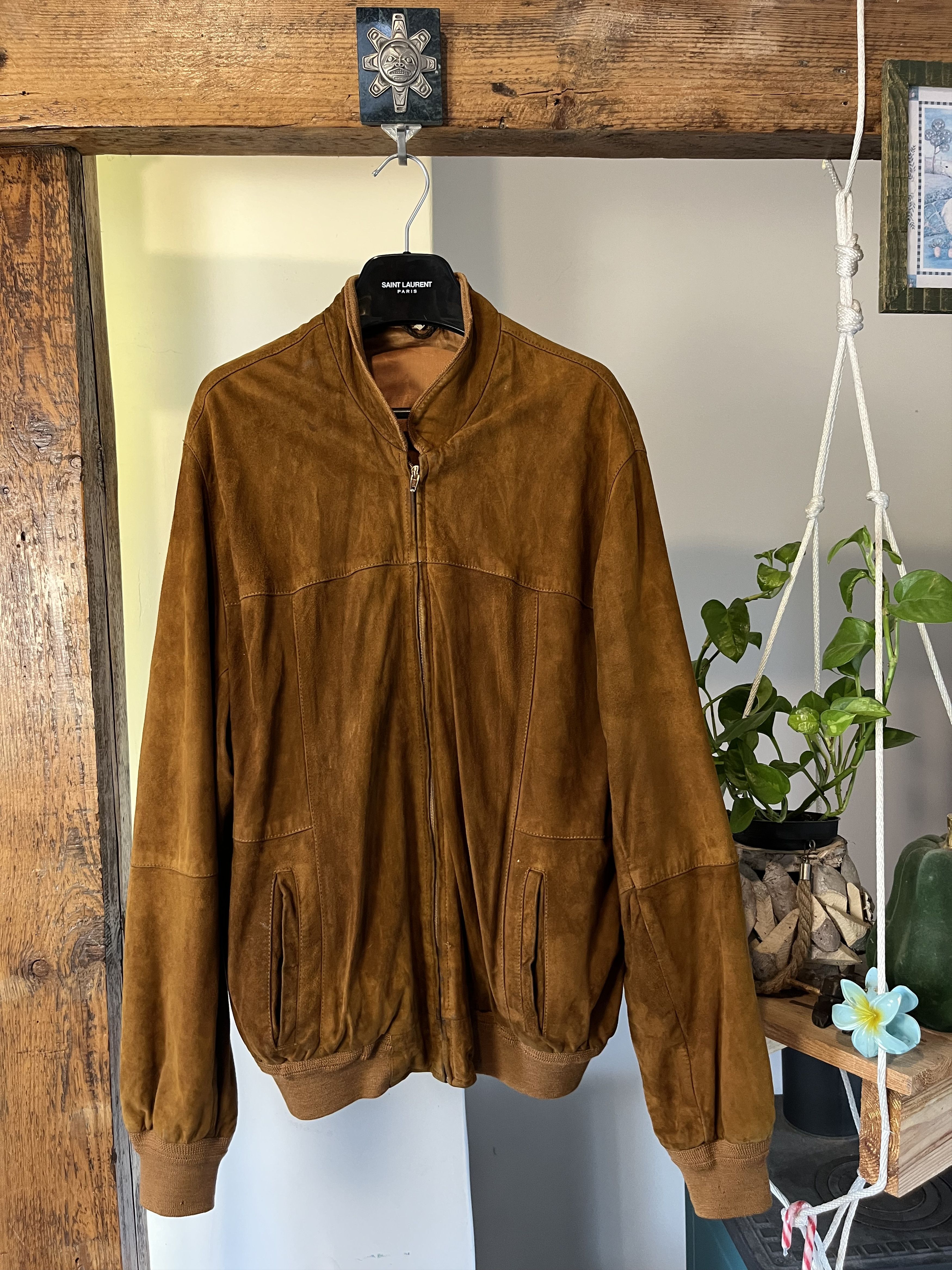 Vintage 90s Brown Soft Seude Leather Jacket Avant Garde