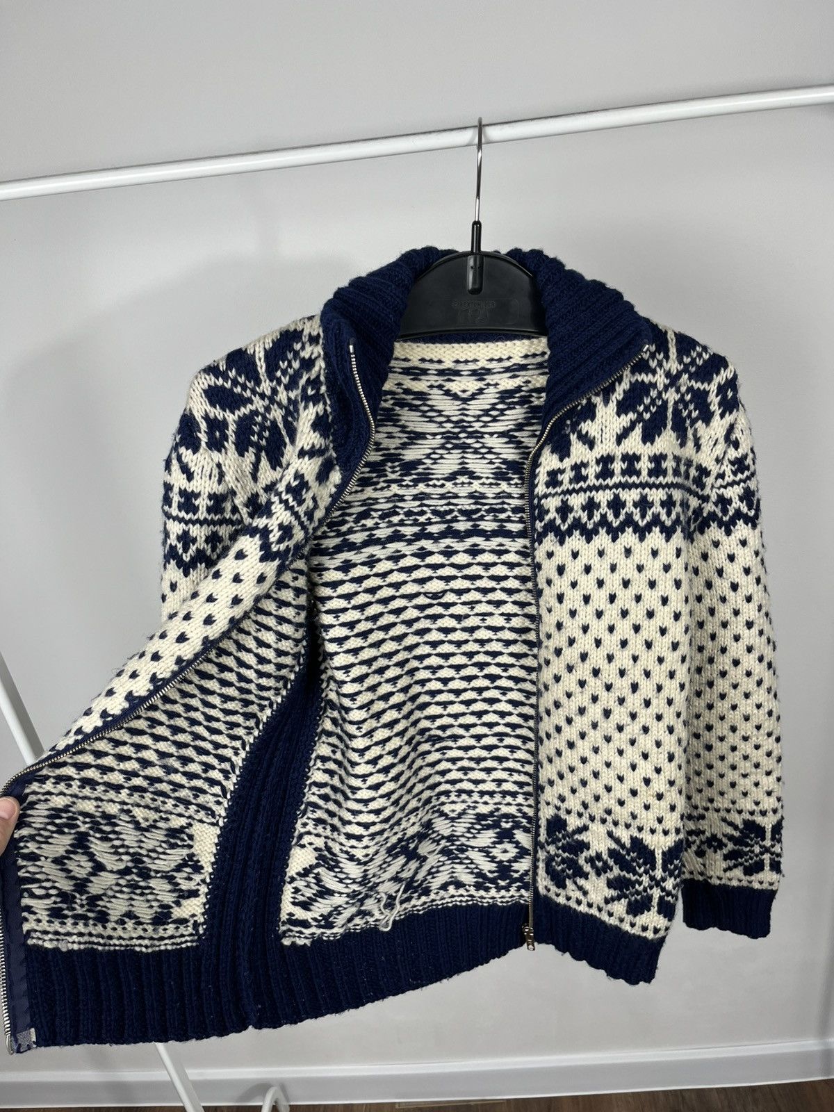 Other Vintage Zip Up Wool Knit Sweater Snowflake Pattern Size US XS / EU 42 / 0 - 8 Thumbnail