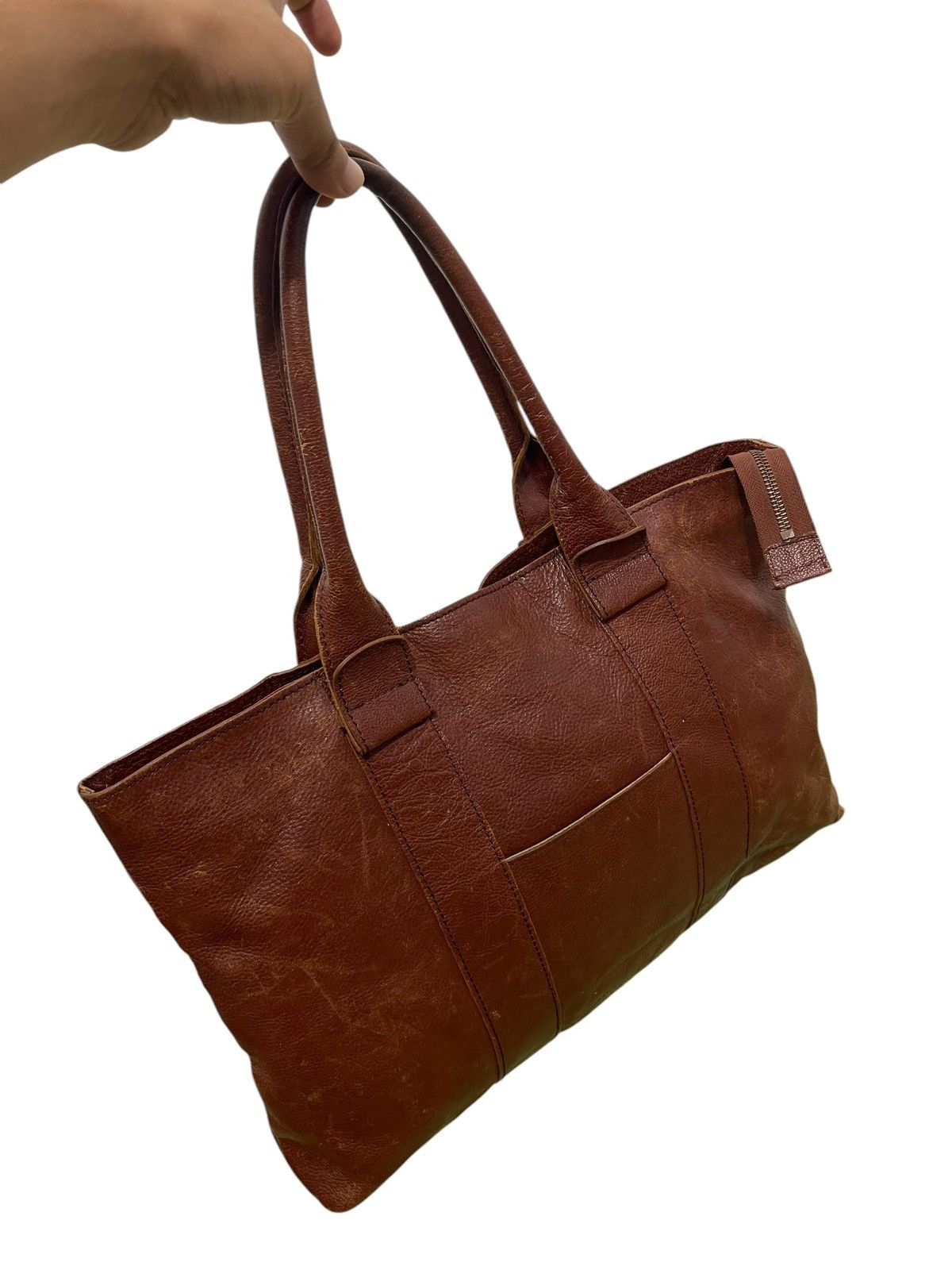 Genuine Leather Full Leather Vintage Unknown Tote Shoulder Bag 4🟩 Size ONE SIZE - 3 Thumbnail