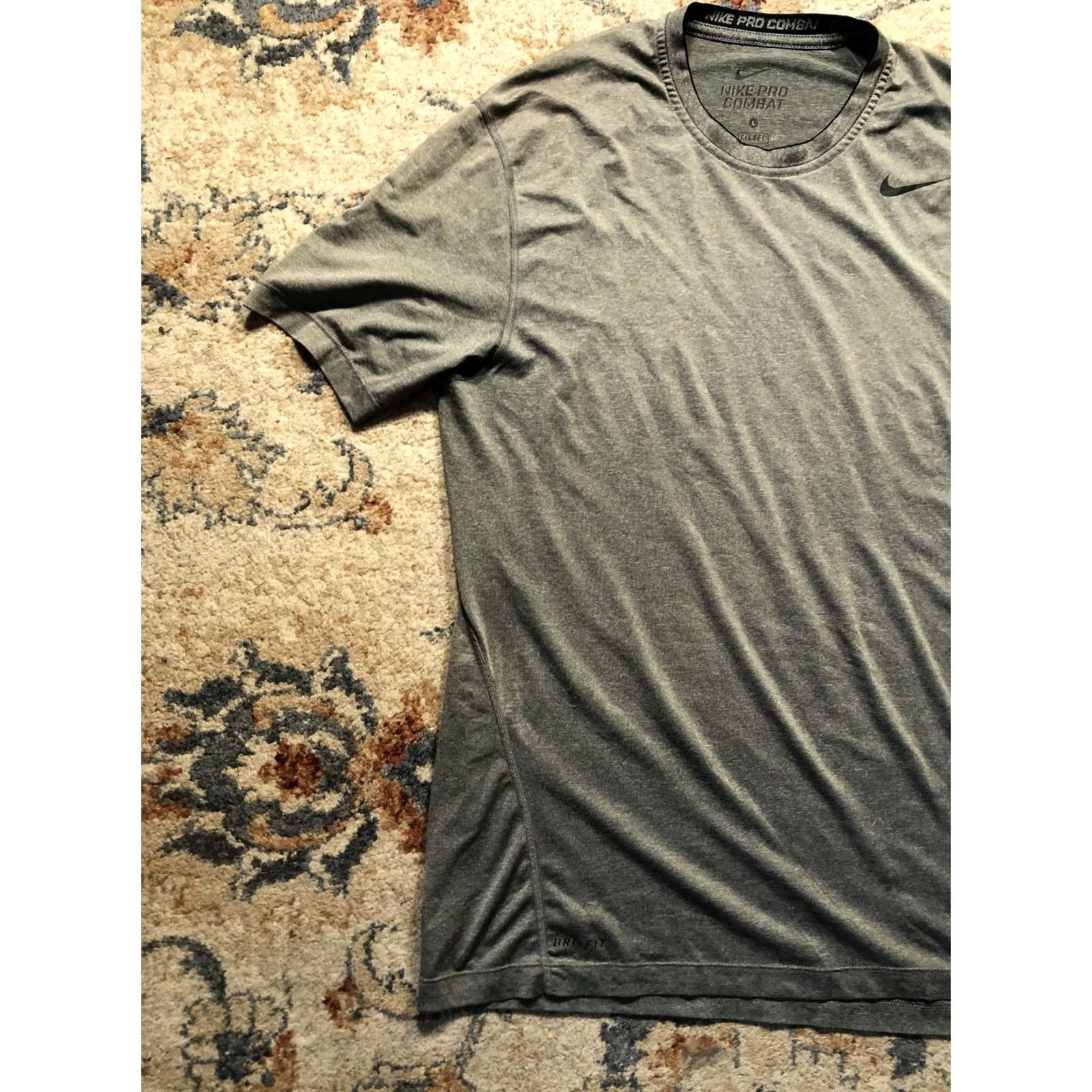 Nike Nike Pro Combat Shirt Mens Large Gray Dri-Fit Fitted Athletic Training Workout Size US L / EU 52-54 / 3 - 3 Thumbnail