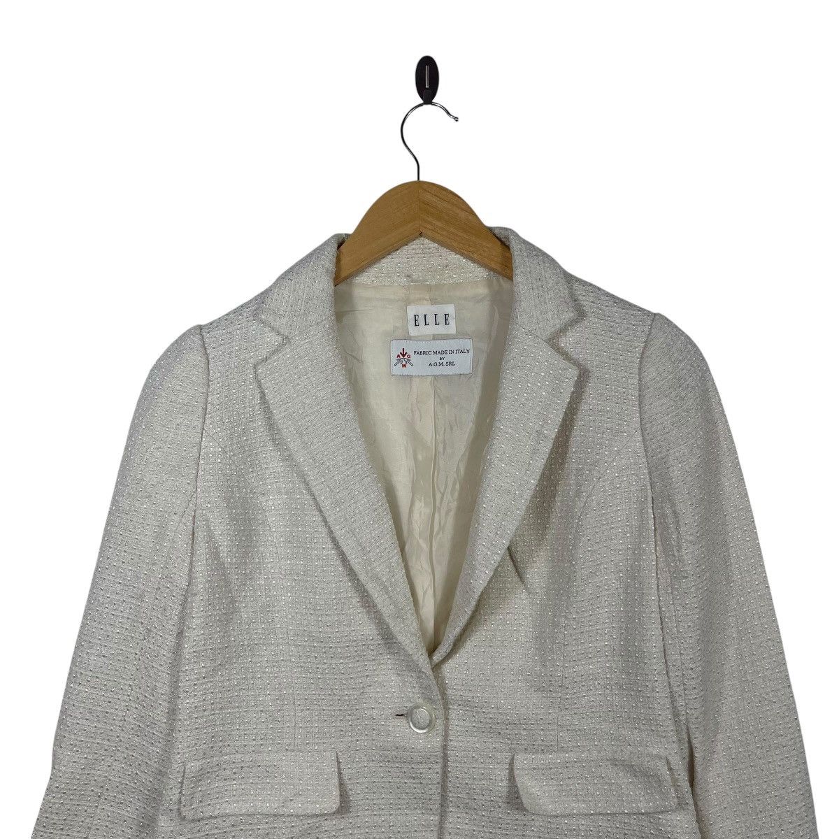Vintage ELLE Cream Tweed Blazer Italian Fabric Women’s Tailored Size M / US 6-8 / IT 42-44 - 2 Thumbnail