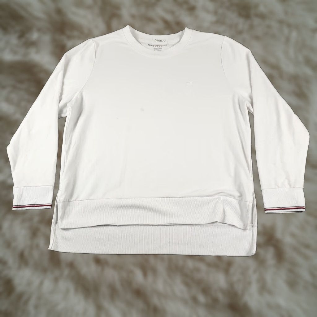 Tommy Hilfiger Tommy Hilfiger Pullover Sweater Womens XL White Cotton Crew Neck Short Sleeve Regular Fit Size XL / US 12-14 / IT 48-50 - 1 Thumbnail