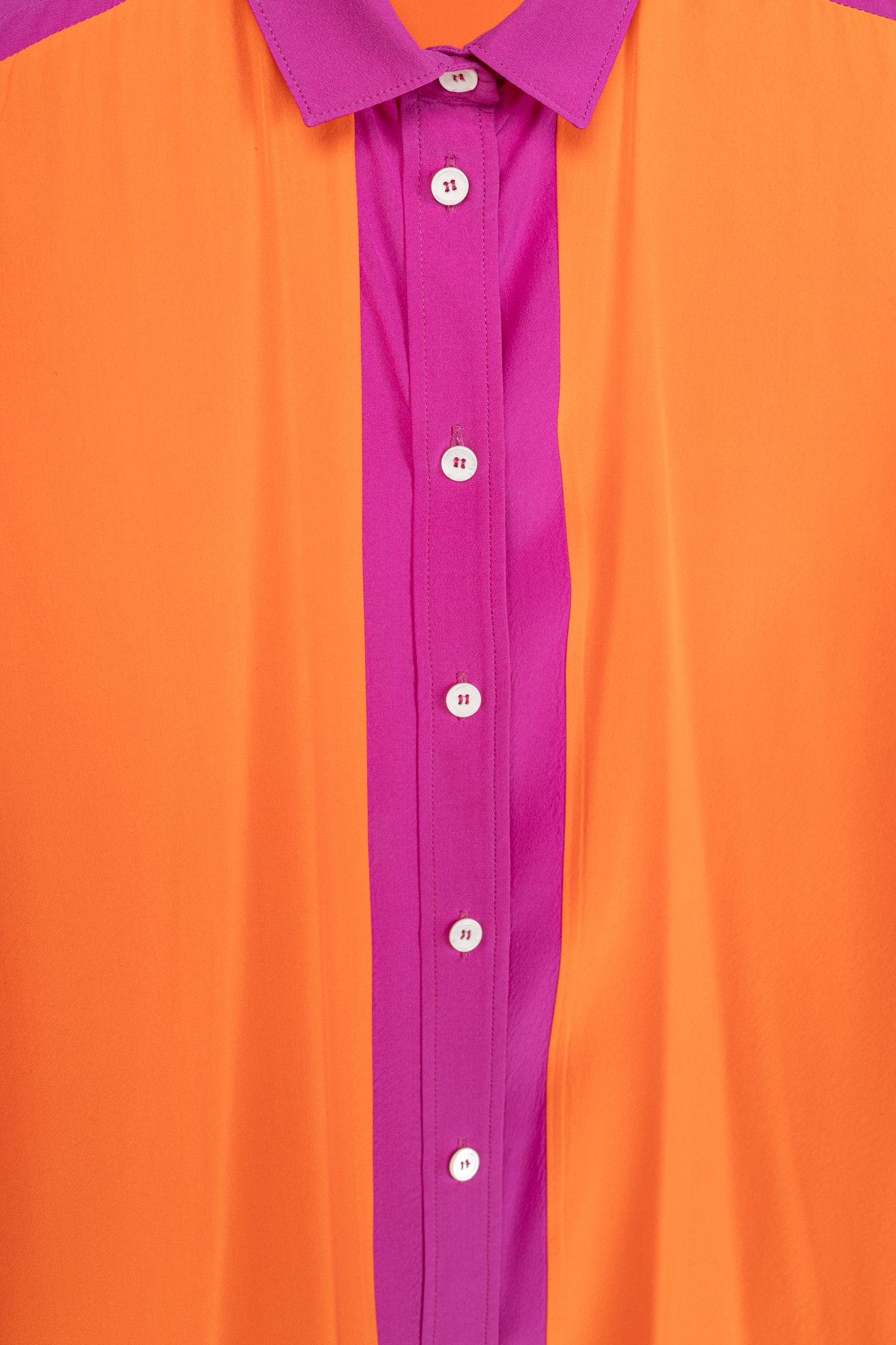Celine Celine Fuchsia & Orange Colourblock Silk Buttoned Shirt Size L / US 10 / IT 46 - 7 Thumbnail