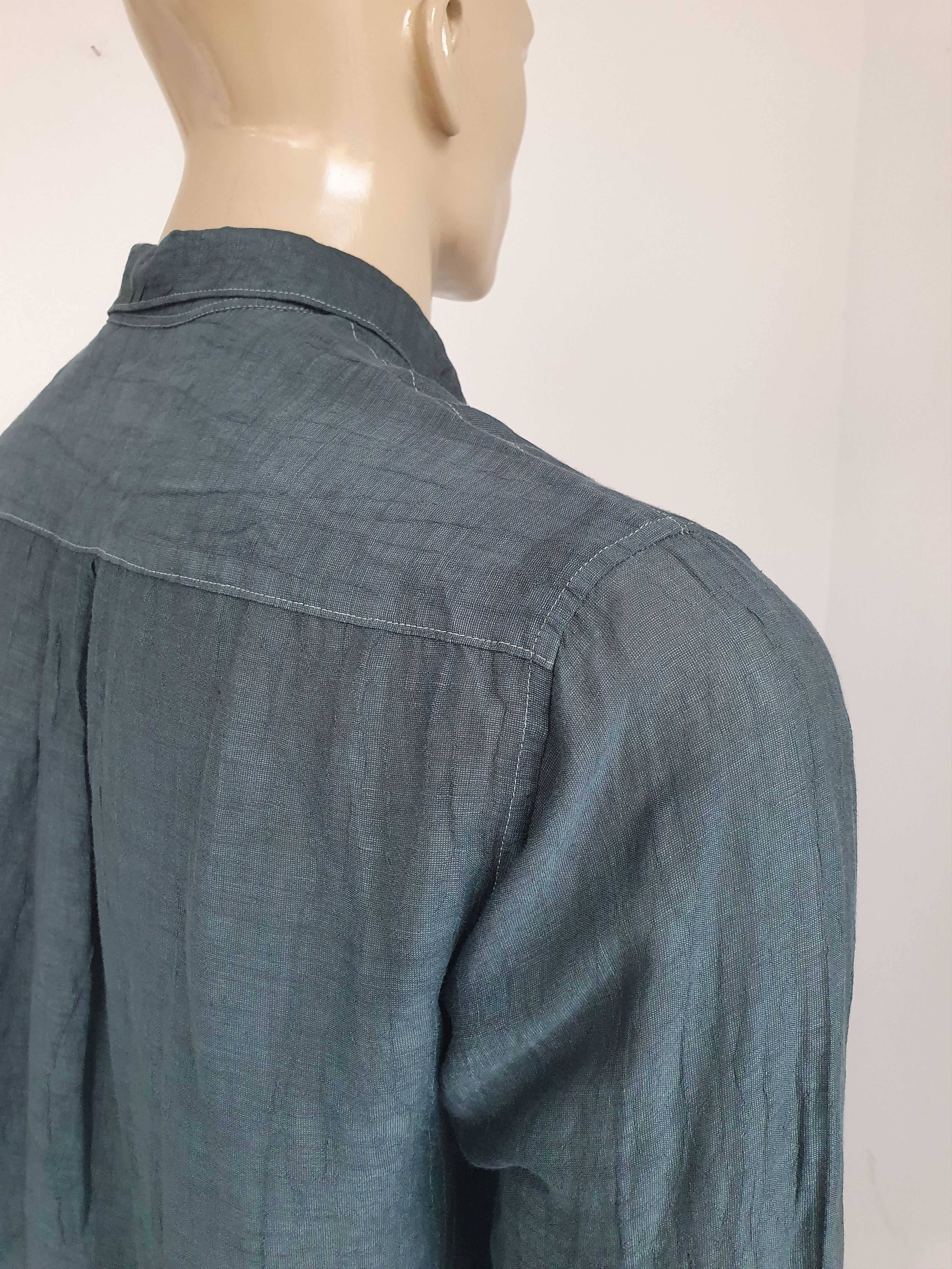 Y's × Yohji Yamamoto Green Dyed Contrast Stitch Shirt Size US M / EU 48-50 / 2 - 4 Thumbnail