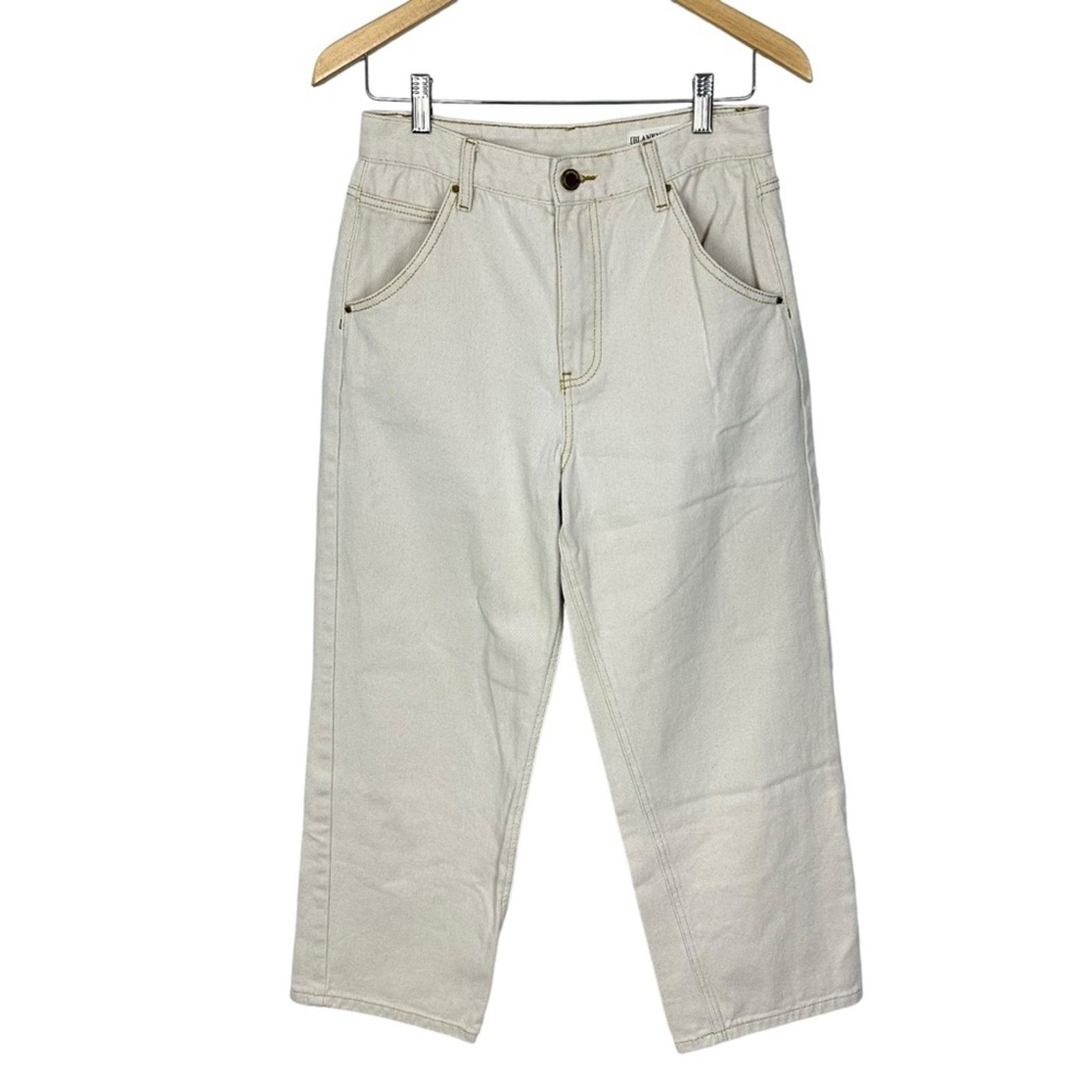 BLANKNYC Blank NYC Ivory Denim High Rise Crop Straight Jeans Sz 28 Size 28" / US 6 / IT 42 - 2 Thumbnail