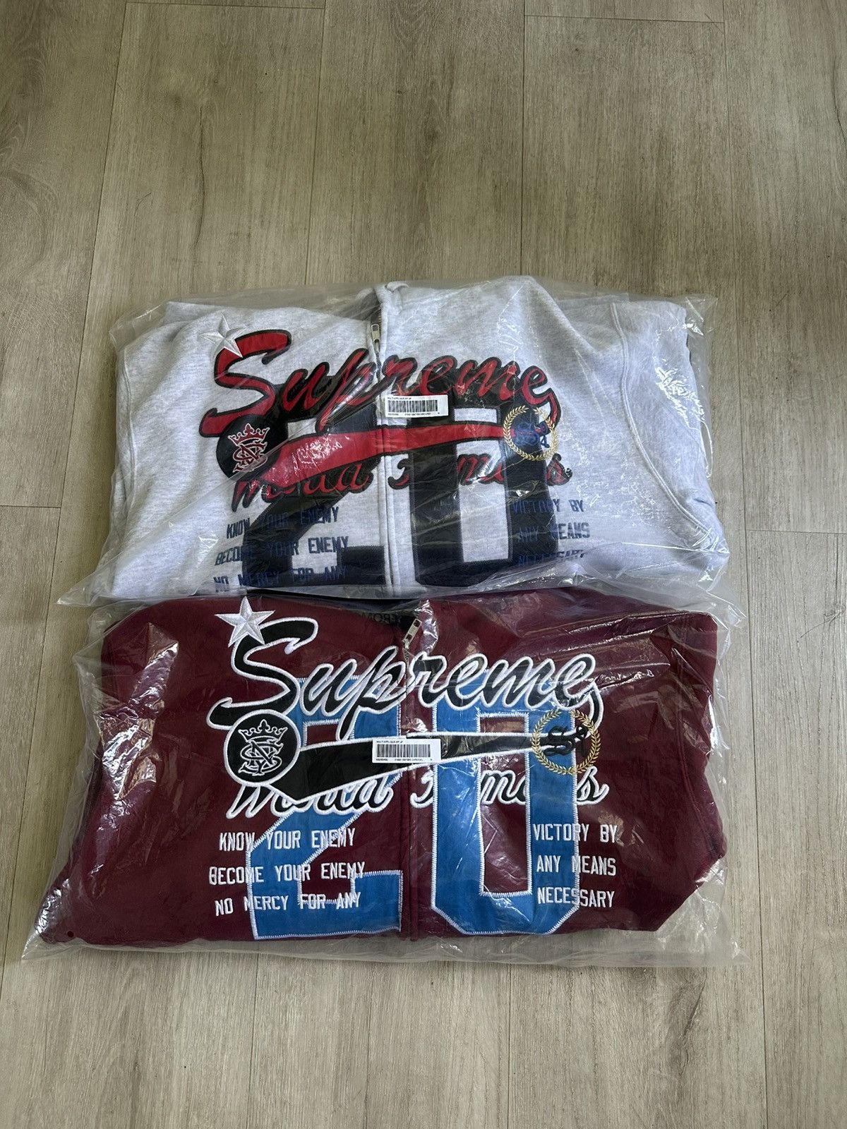 Supreme Supreme Warriors Applique Hooded Zip Up Sweatshirt CARDINAL Size US M / EU 48-50 / 2 - 16 Thumbnail