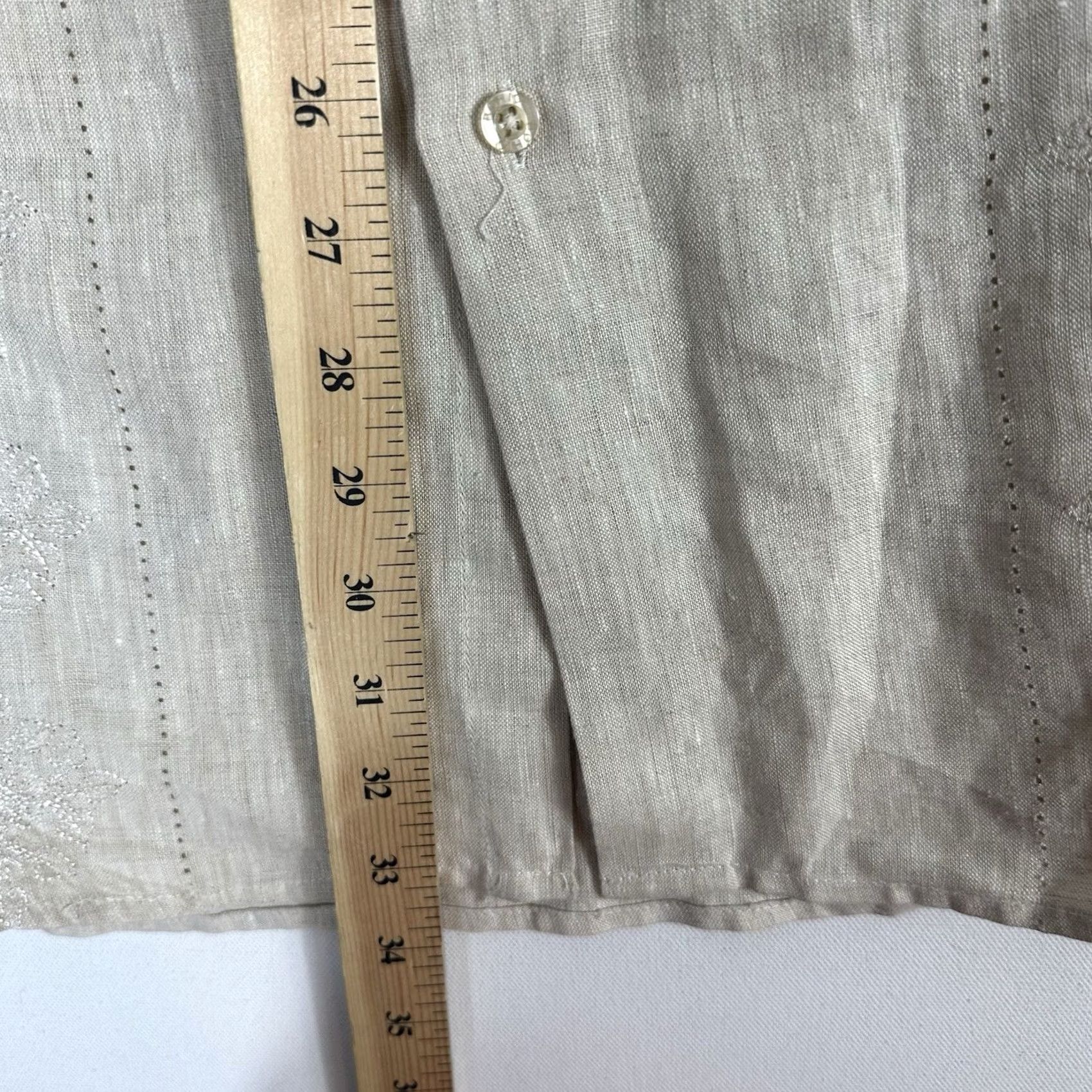 Vintage Bohio Shirt Mens 2XL Cream Linen Short Sleeve Embroidered Pockets Floral Shirt Size US XXL / EU 58 / 5 - 7 Thumbnail