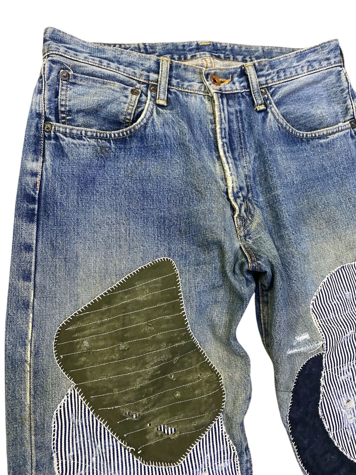 Edwin × Vintage Vintage Edwin 505x Patchwork Denim Selvedge Size US 32 / EU 48 - 2 Thumbnail