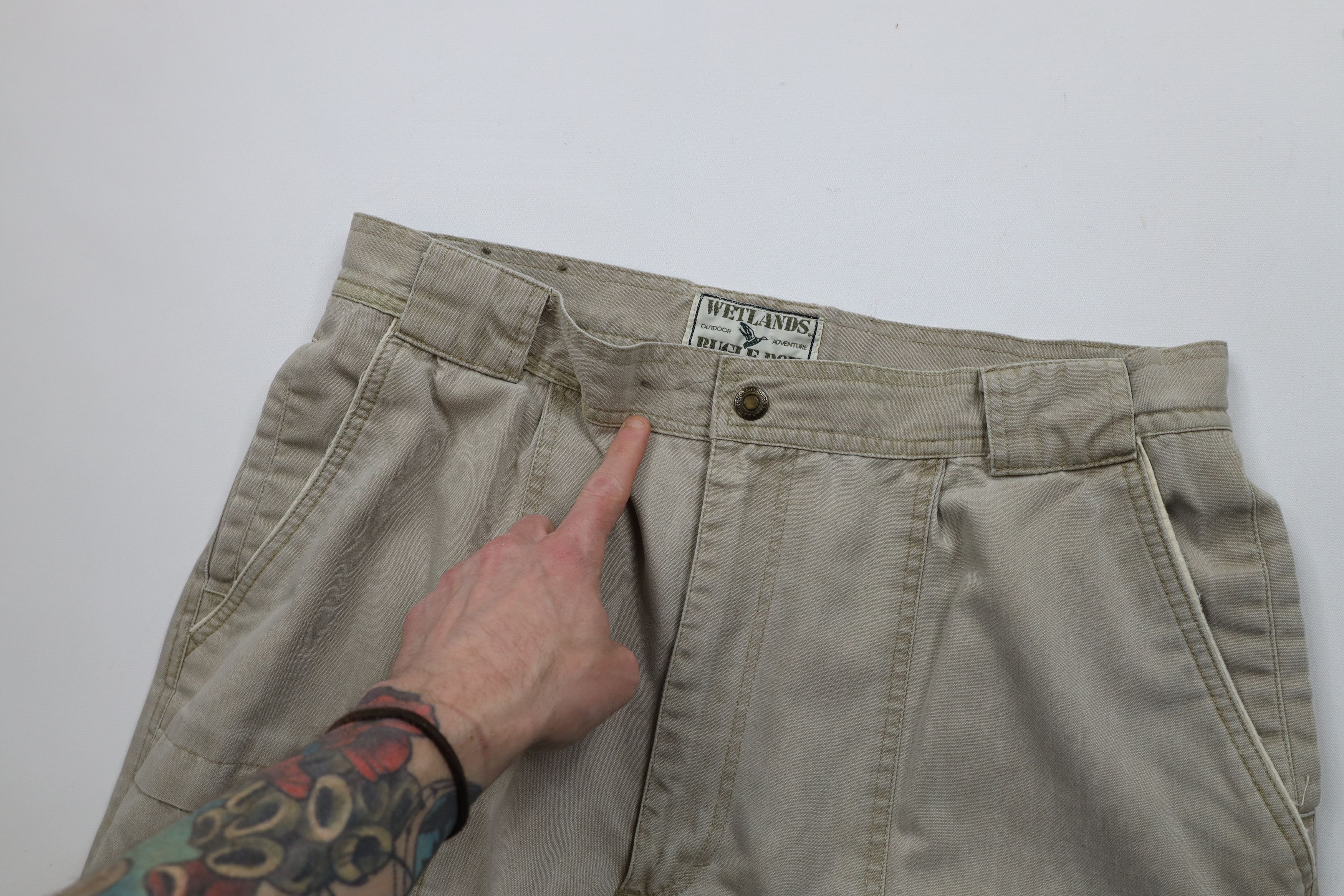 Vintage Vintage 90s Streetwear Wide Leg Front Cargo Pants Beige Size US 36 / EU 52 - 6 Thumbnail