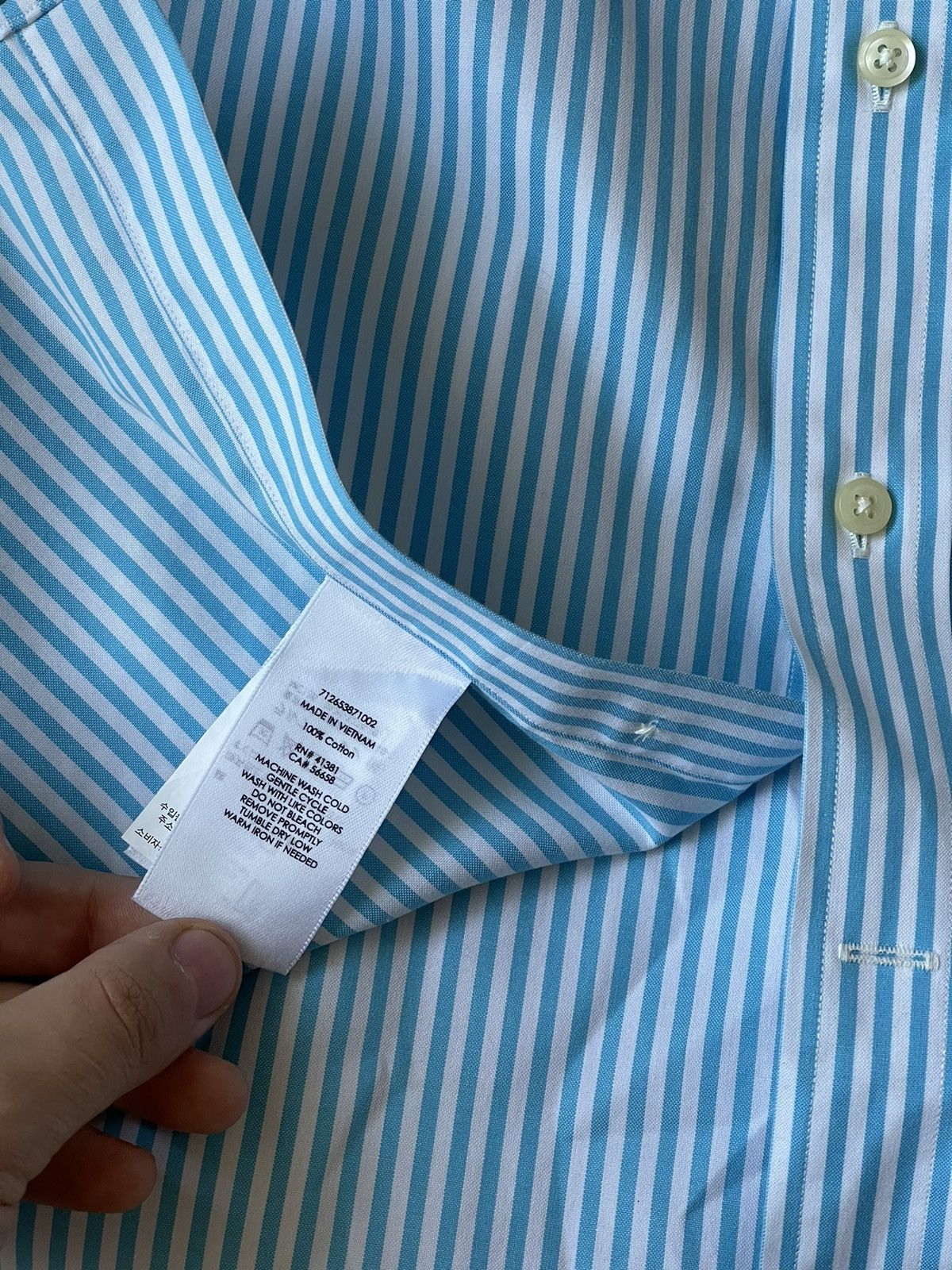 Polo Ralph Lauren Polo Ralph Lauren Turquoise/White striped sleeve shirt Size US L / EU 52-54 / 3 - 8 Thumbnail
