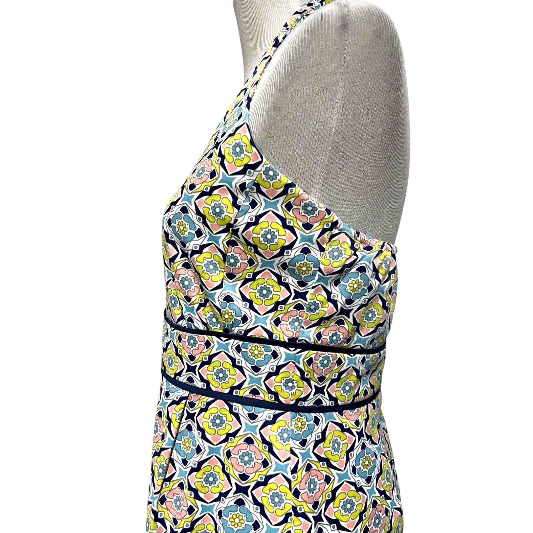 Vintage Jade Melody Tam Halter Dress V-Neck Preppy Blue Pink Green Cotton Blend Sz M Dress Sundress Sleeveless Knee Length Adult Womens V-Neck Beac… Size M / US 6-8 / IT 42-44 - 5 Thumbnail