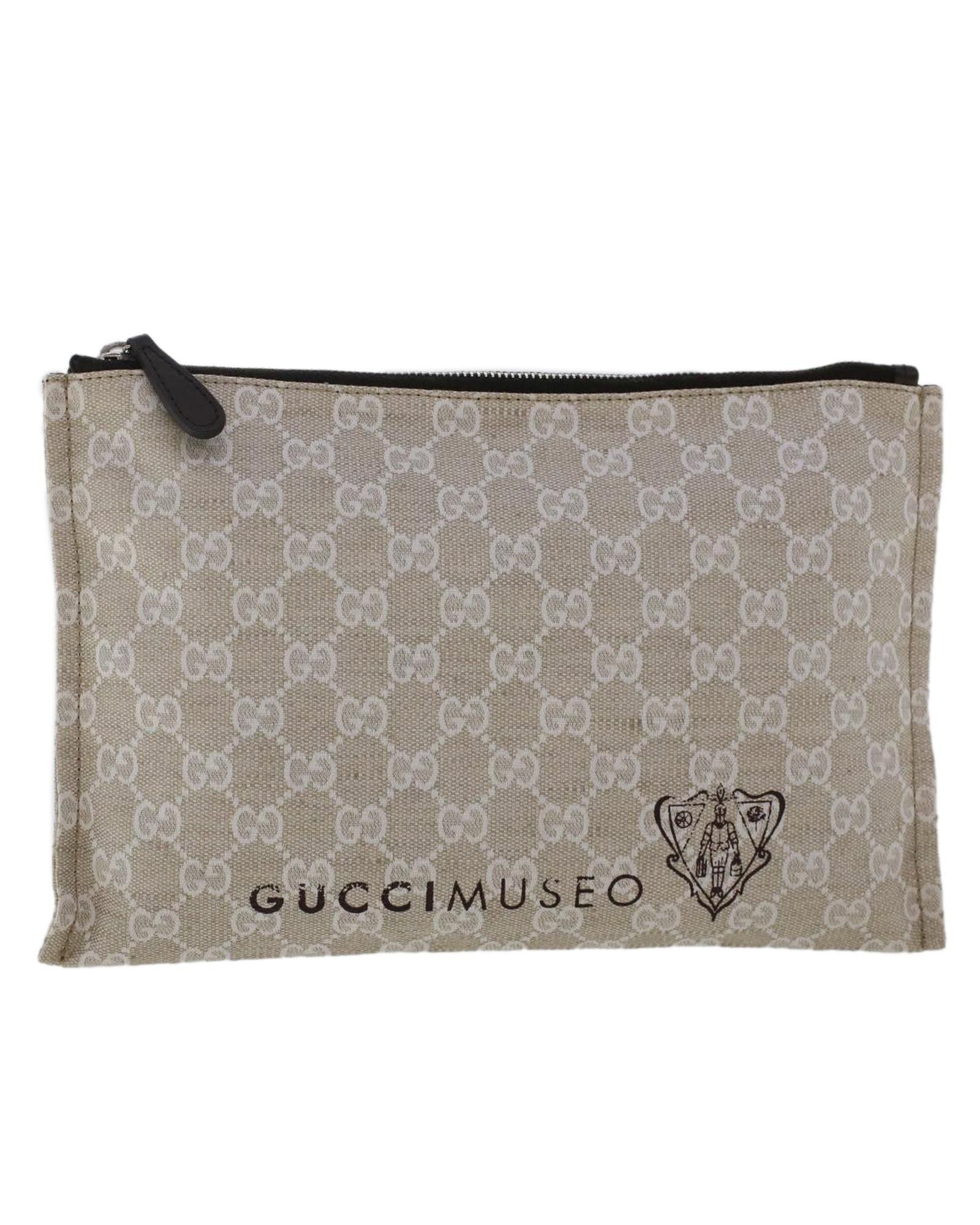 image of Gucci Gray GG Canvas Clutch Bag - Italian Made in Grey, Women's